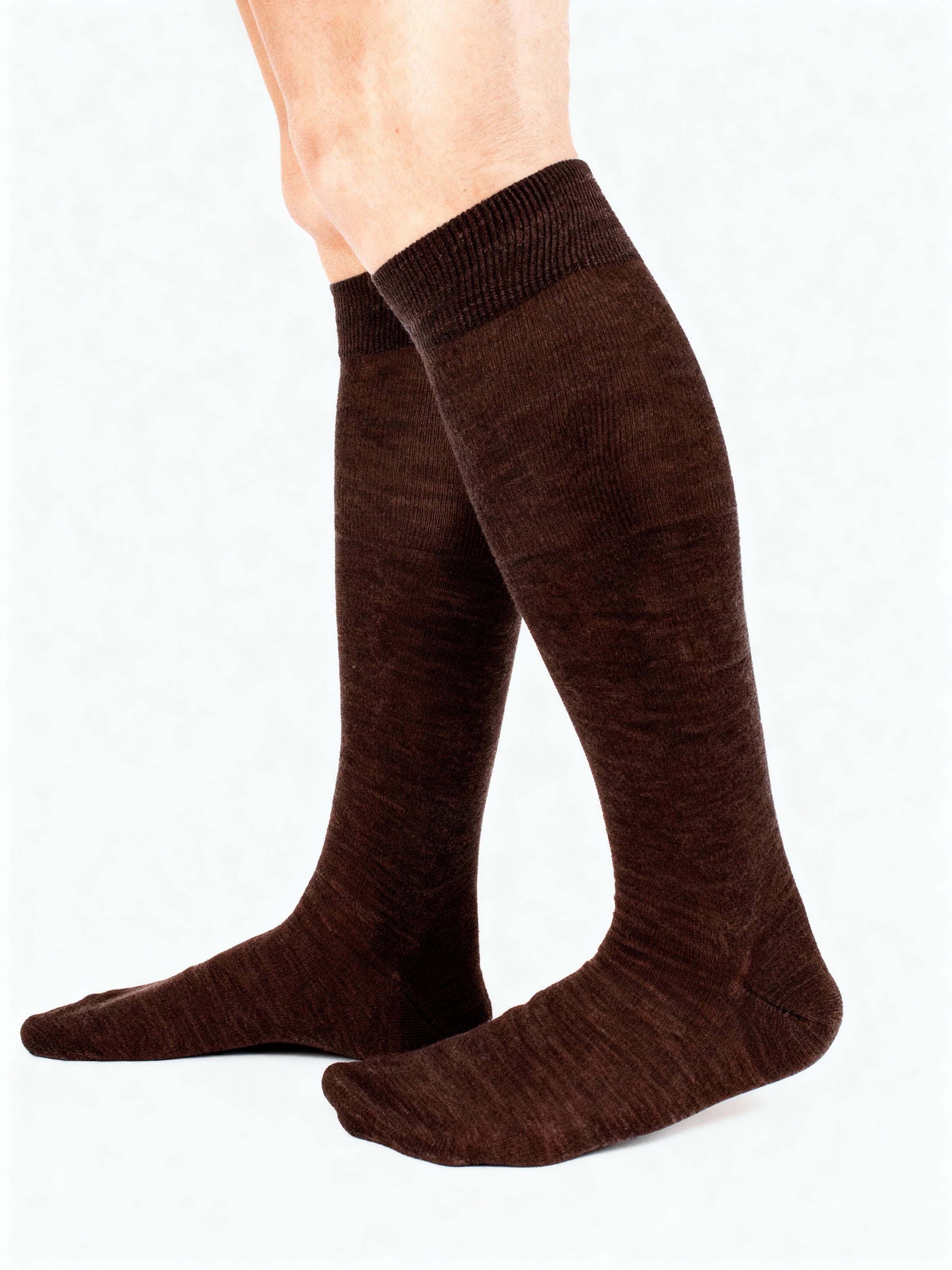 Long wool and silk sock in brown