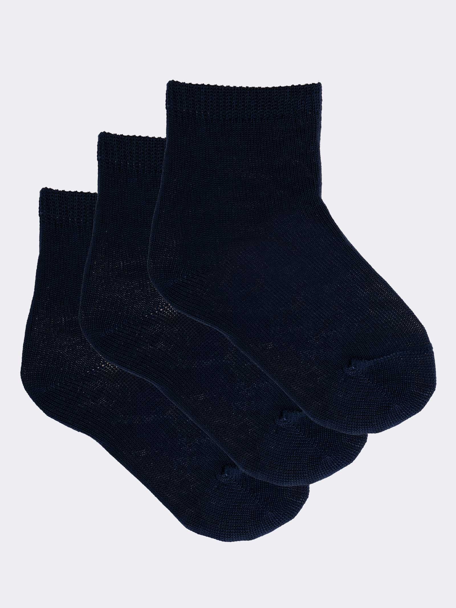 3 Pares de Calcetines Cortos para Bebés de Color Sólido - Made in Italy - Algodón Fresco 0-2 Años