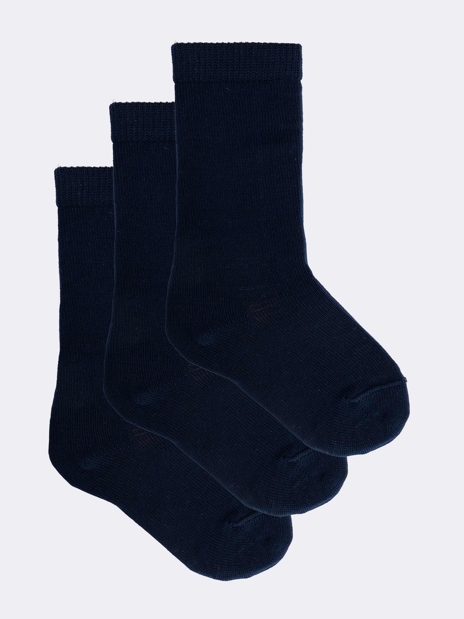 Pack de 3 Pares de Calcetines Largos para Bebé 0-2 Años, Color Liso, Fresco Algodón, Hecho en Italia