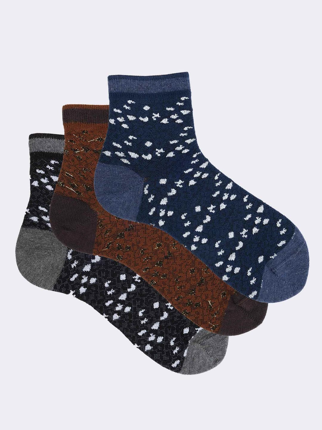 Women's Patterned Short Socks in Warm Cotton - Modern Design and Comfort