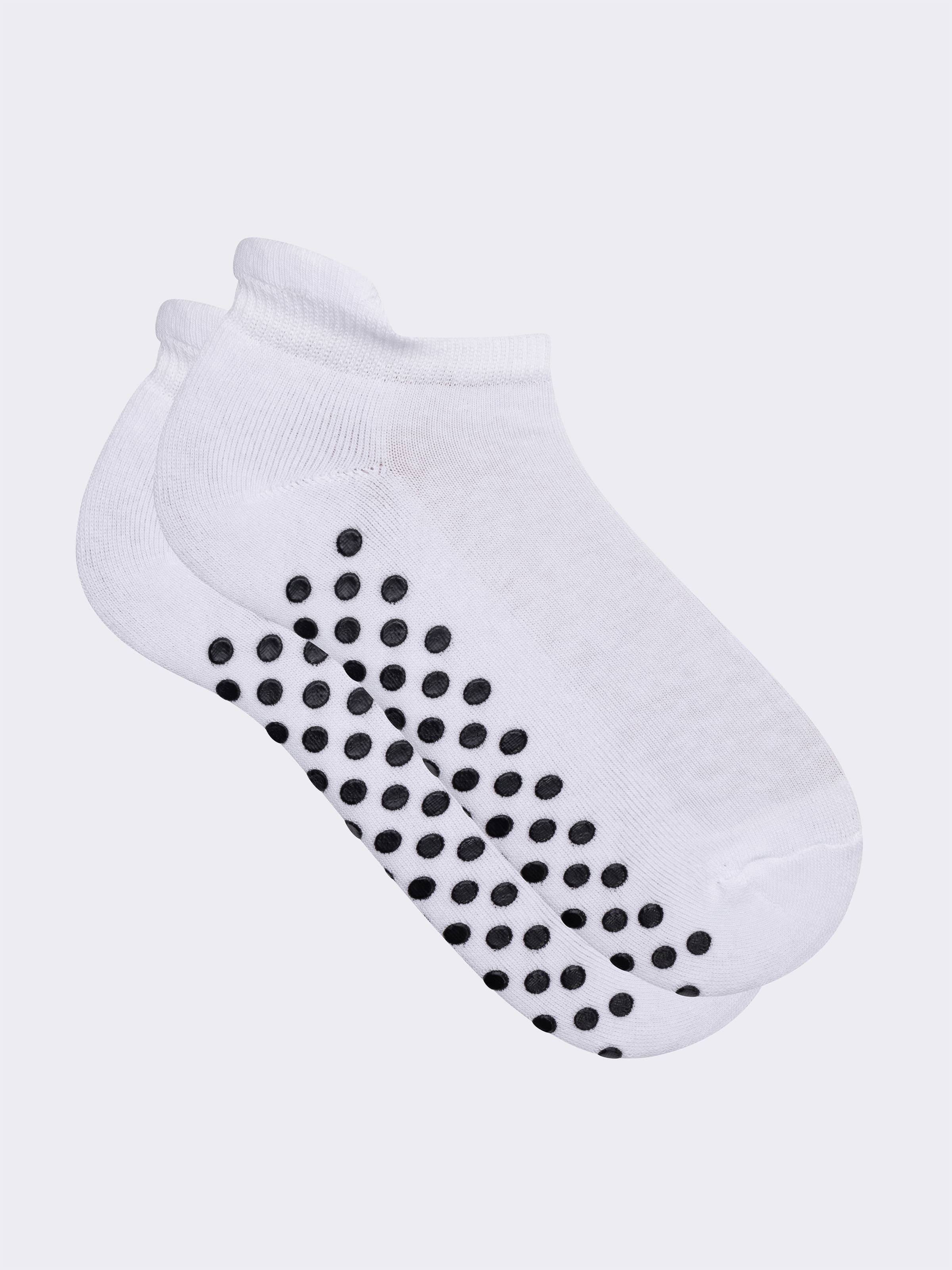 Anti-Slip Cotton Blend No-Show Socks Comfort Solid Color - Image 1