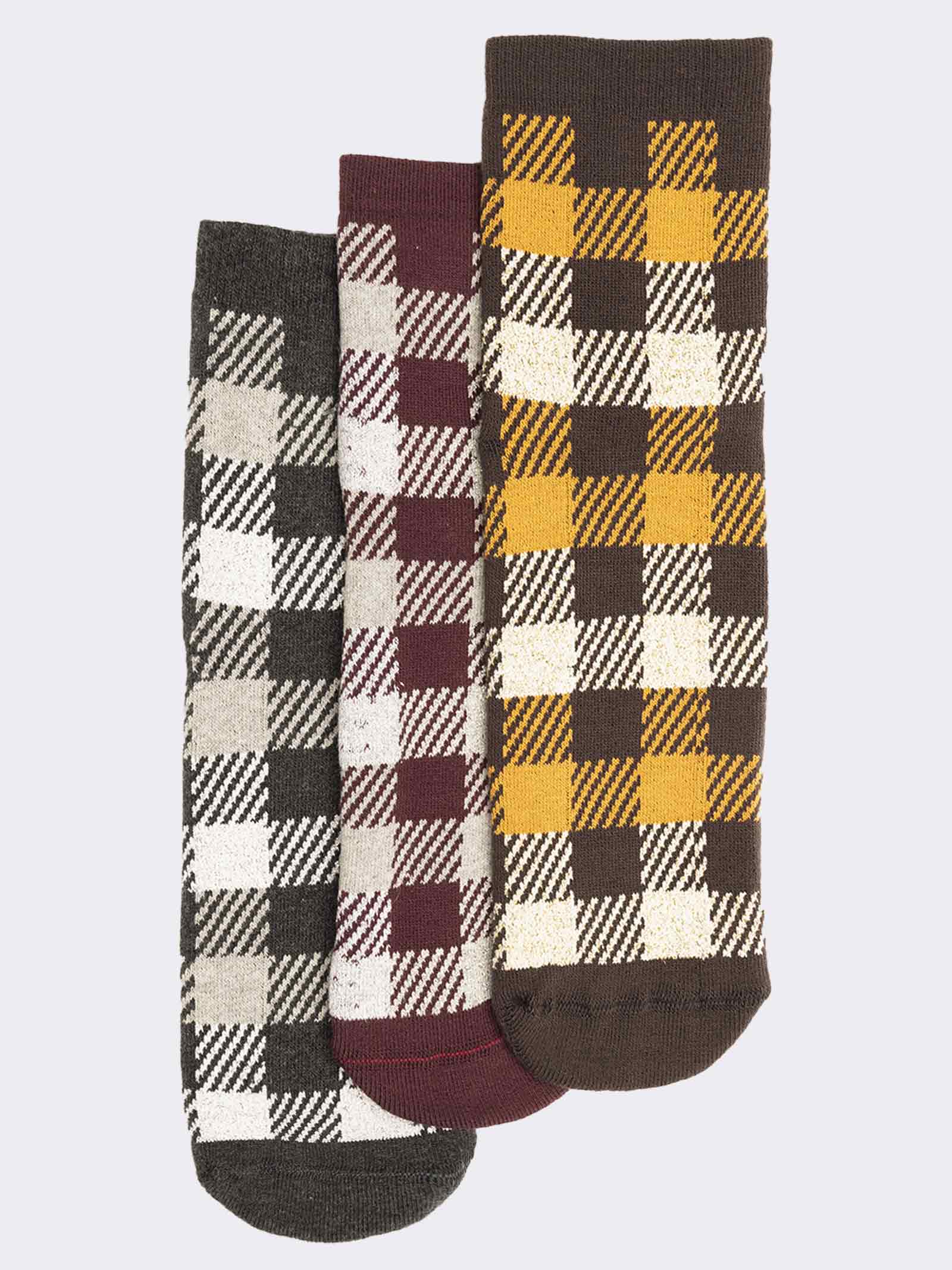 Damen Rutschfeste Karierte Warme Baumwollsocken - Kurze Länge - Image 1