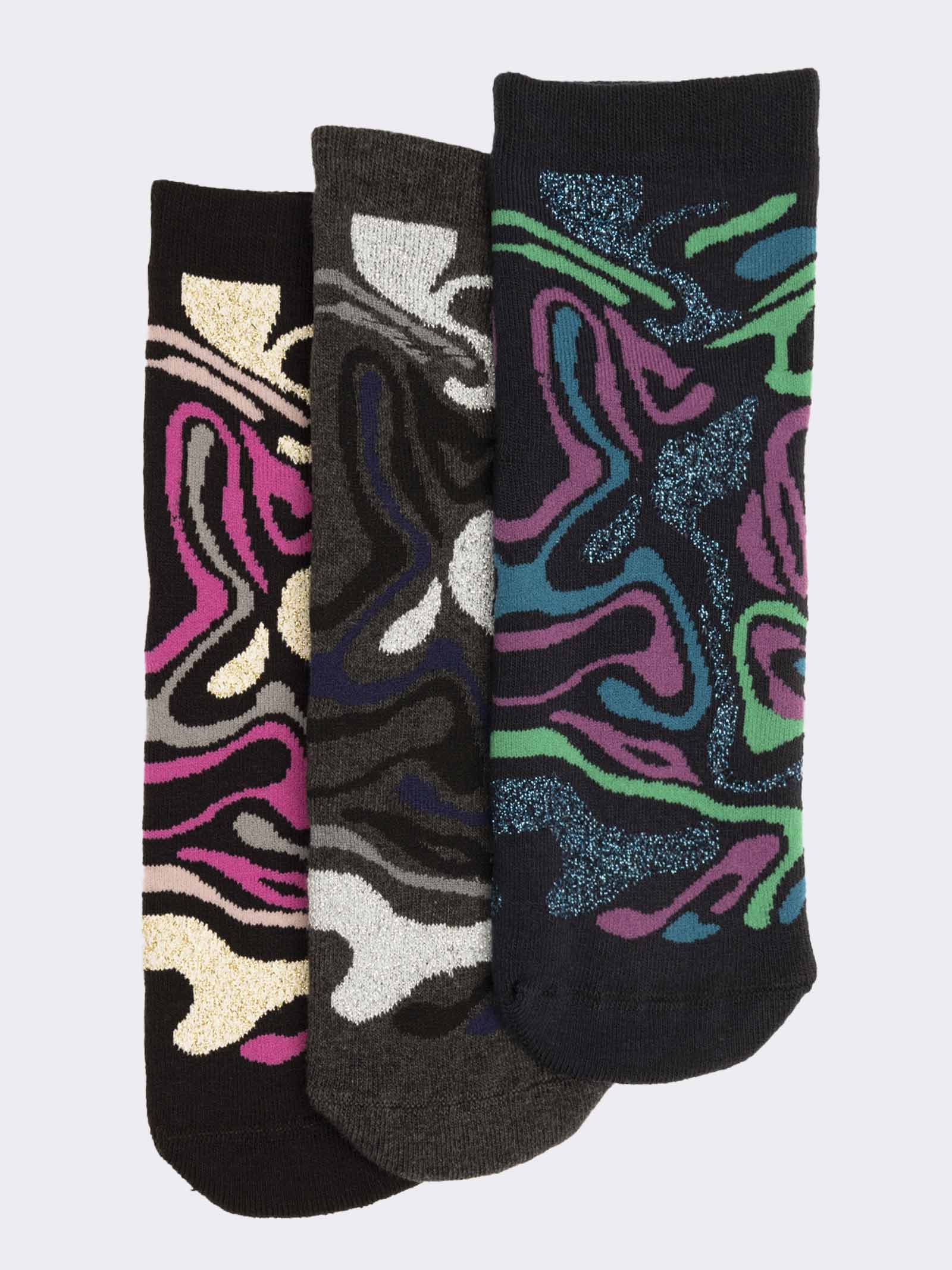 Women's 3-Pack Non-Slip Patterned Warm Cotton Socks