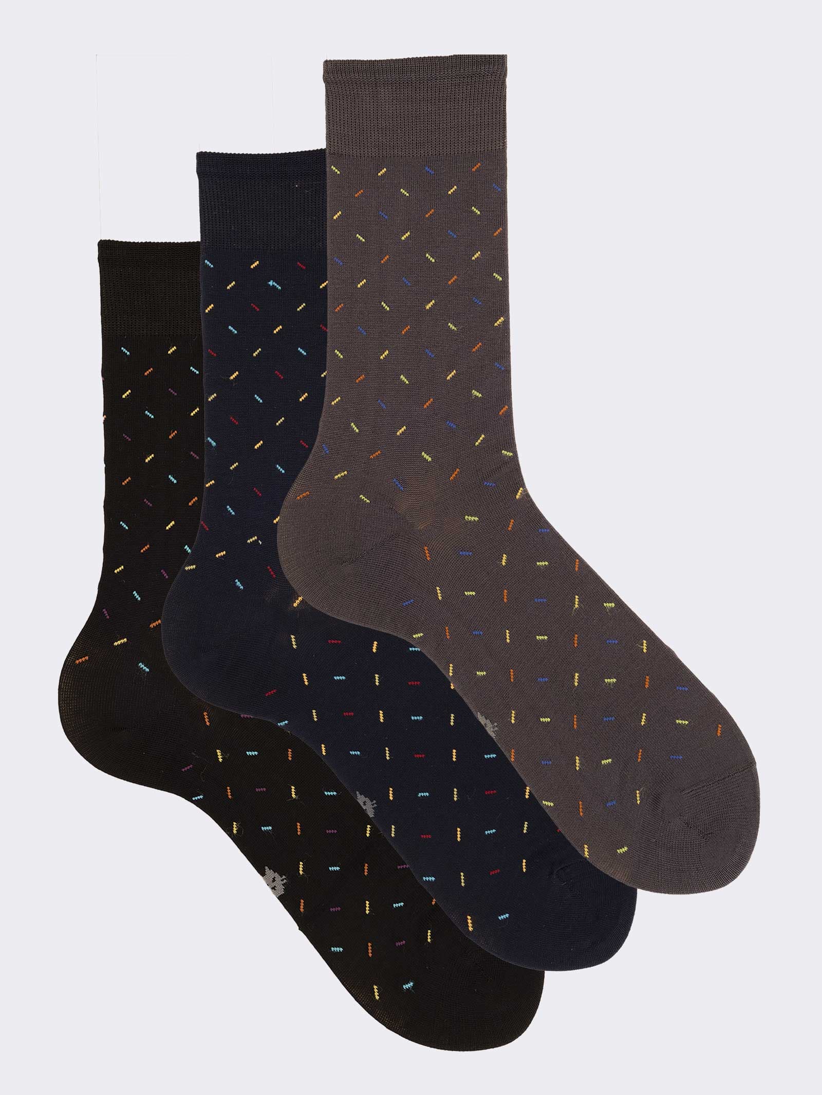 Trio of Men's Elegant Patterned Ankle Socks in Cool Cotton - Image 1