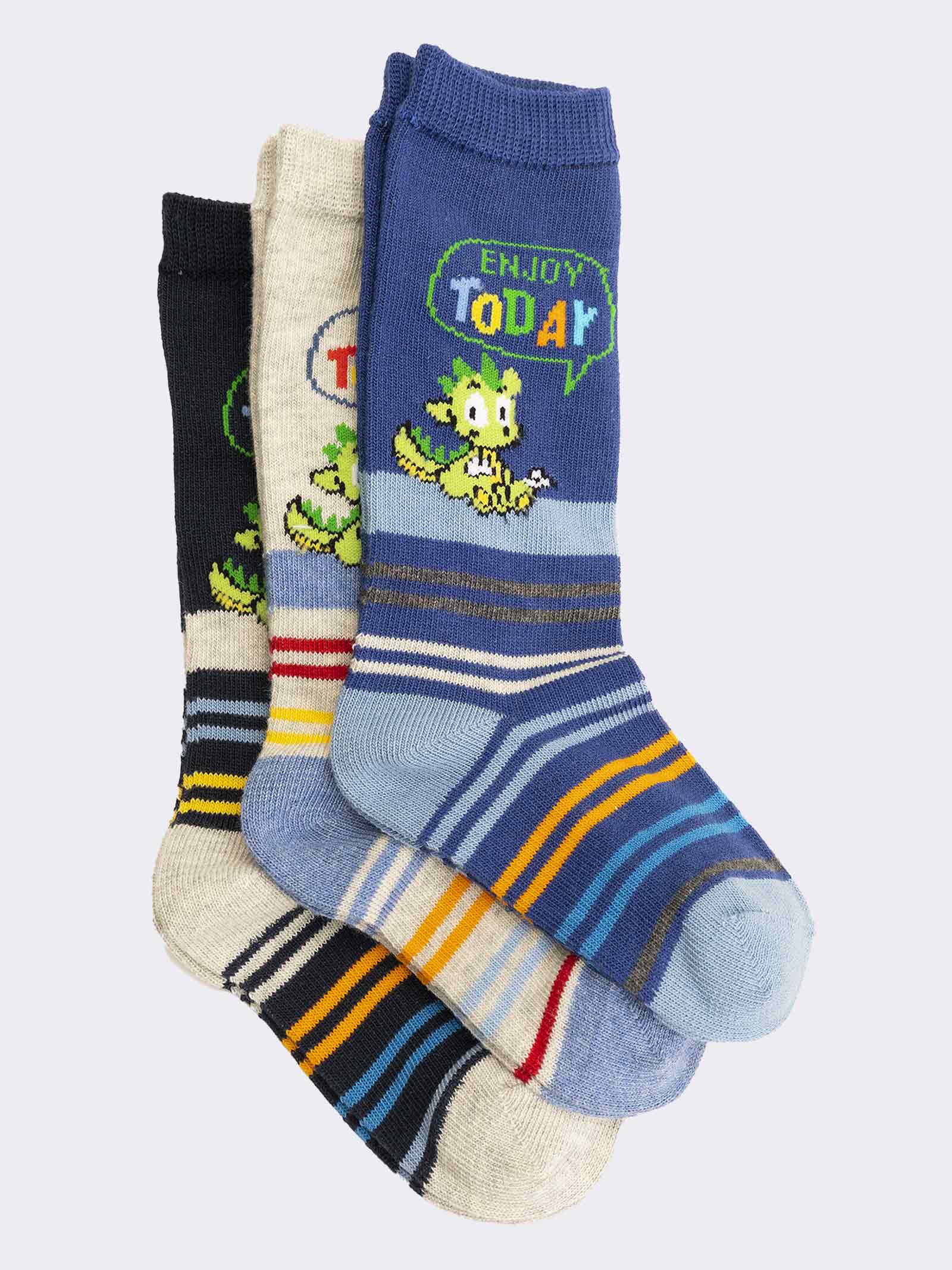 Baby Long Socks with Dinosaur Pattern - fun Fantasy Design for Infants - Image 1