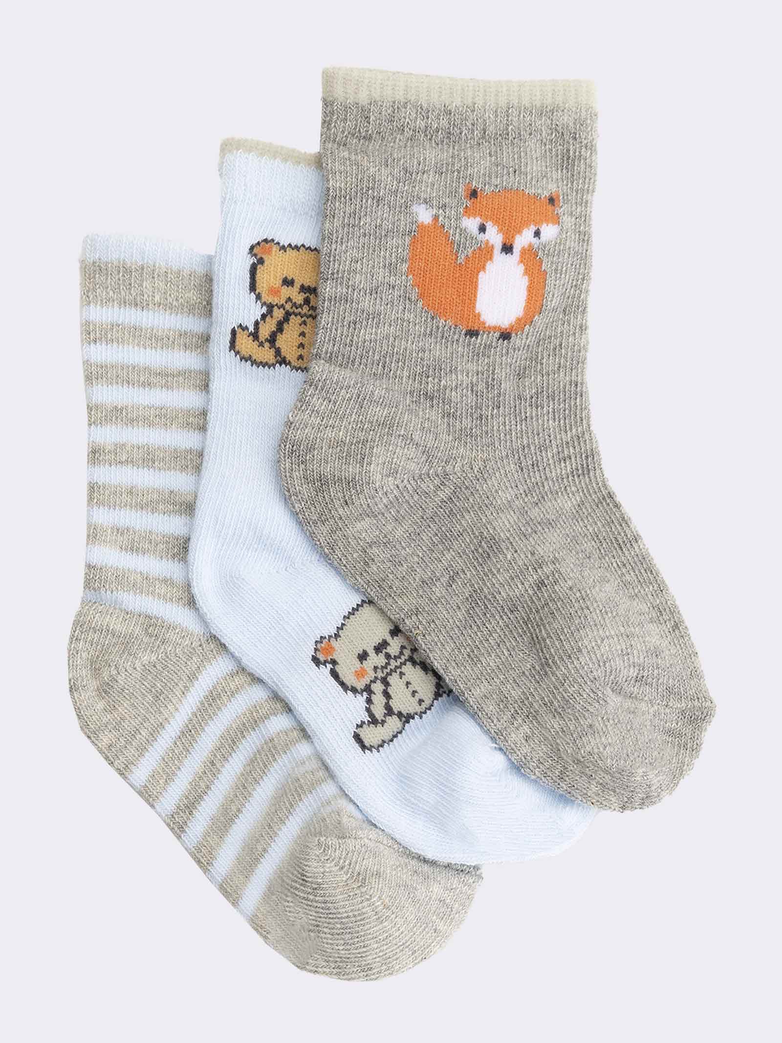 3-Pack Baby Fantasy Socks with Animal Patterns - Image 1