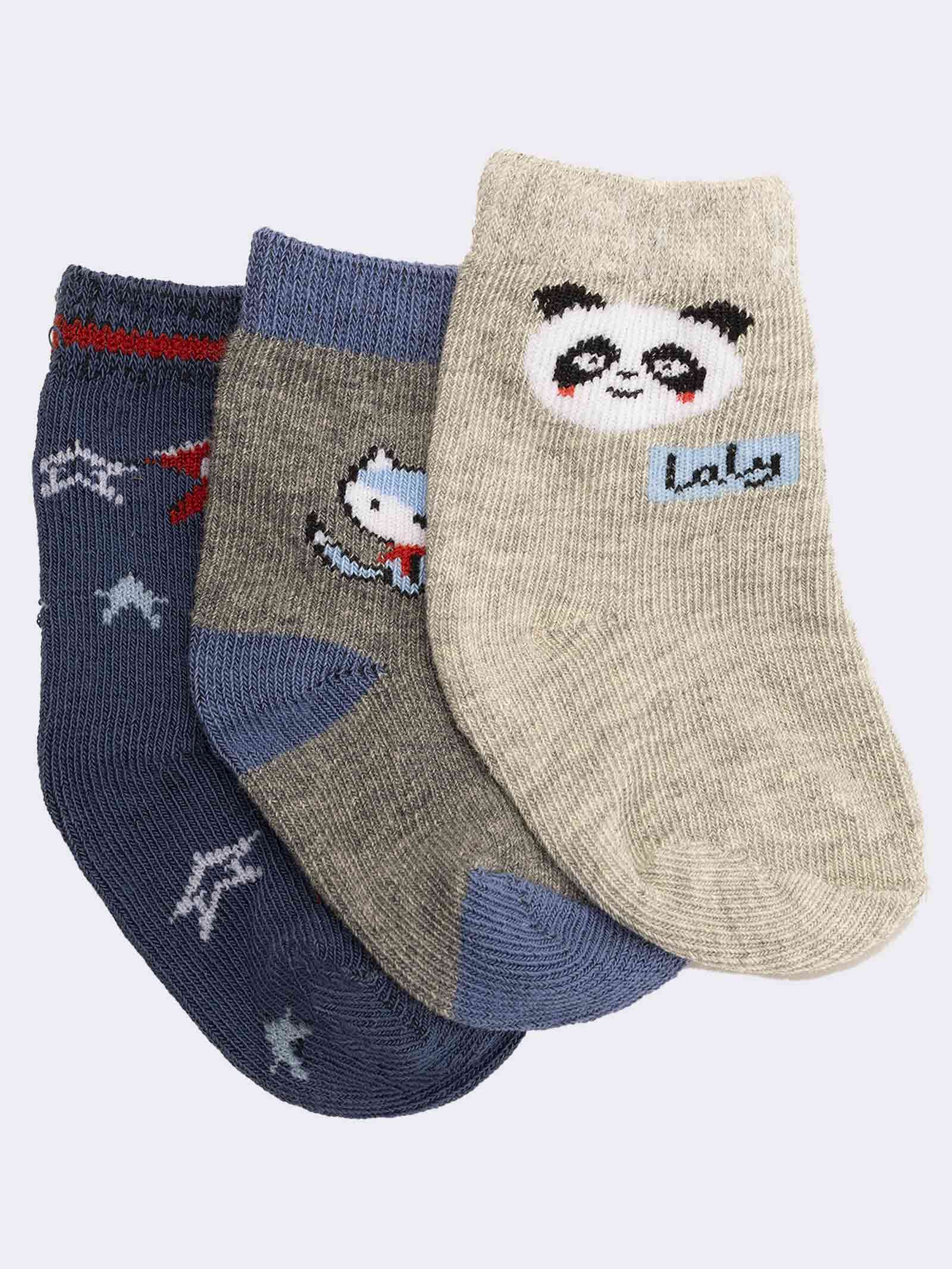 Baby Short Fantasy Socks - Animal Patterns in Warm Cotton - Image 1