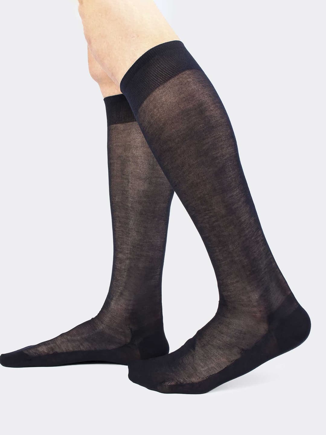 Glatte Kniestrümpfe 100% Baumwolle Fil d'Ecosse Chiffon - Made in Italy