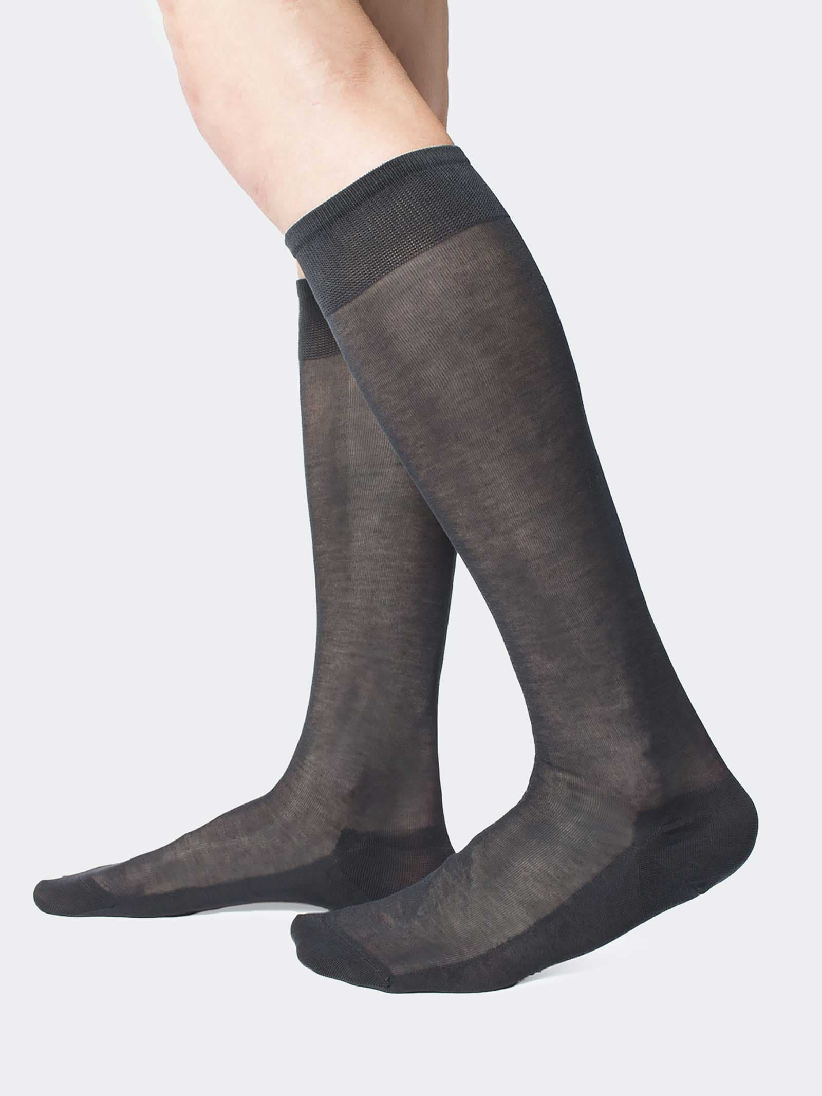 Glatte Kniestrümpfe 100% Baumwolle fil d'Ecosse Chiffon - Made in Italy