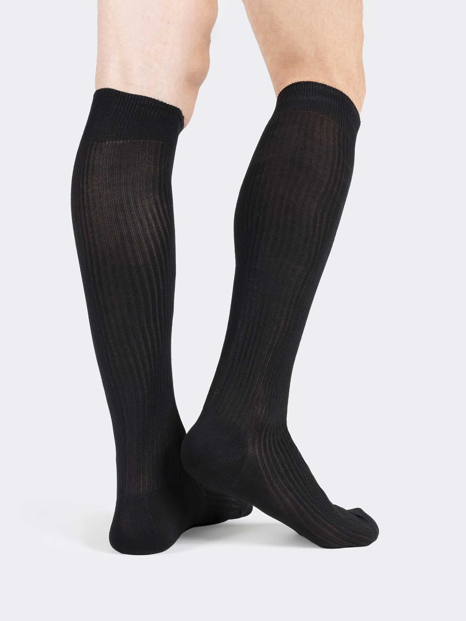 Calcetines largos con canalé ancho de algodón Lisle Thread elástico – Hecho en Italia - Image 2