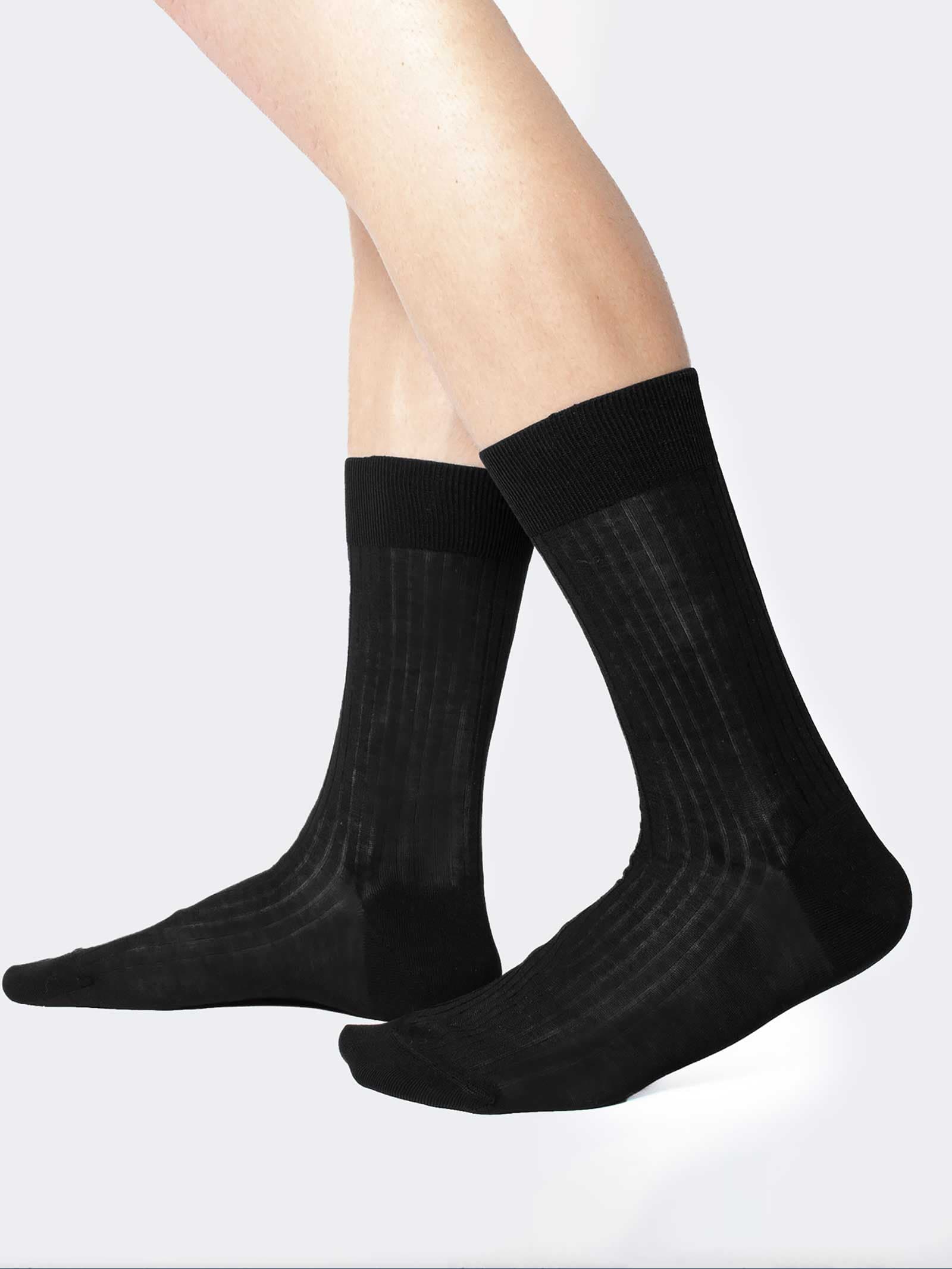 Chaussettes courtes en fil d'Ecosse à larges côtes - Fabriqué en Italie - Image 1