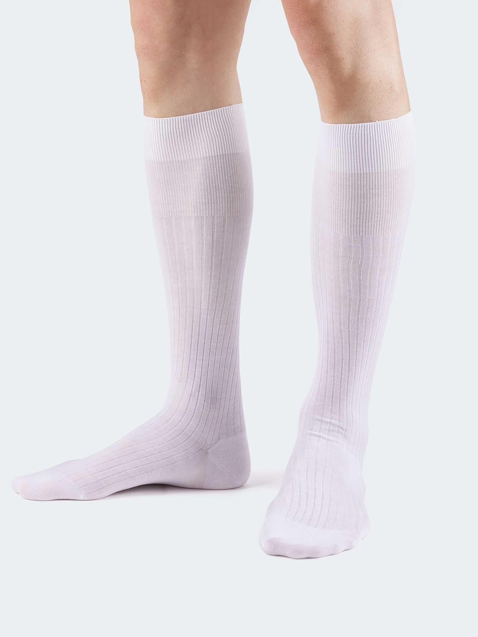 Chaussettes longues 100% fil d'Écosse à côtes larges - Fabriqué en Italie - Image 1