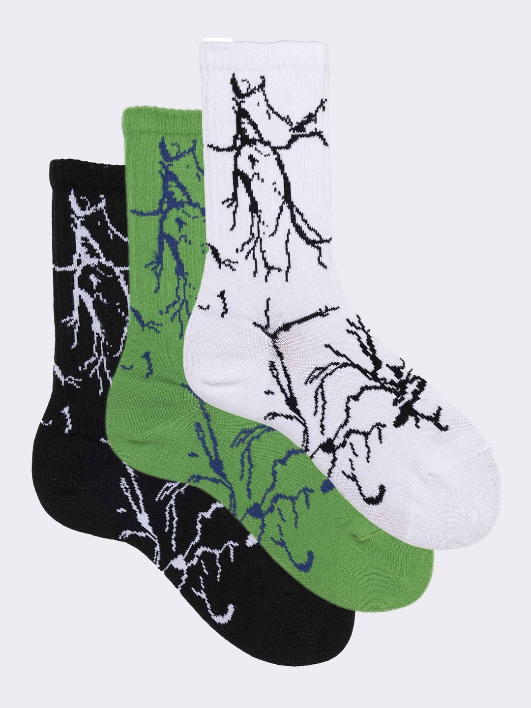 Trío de calcetines cortos para niño con estampado de rayos en cálido algodón