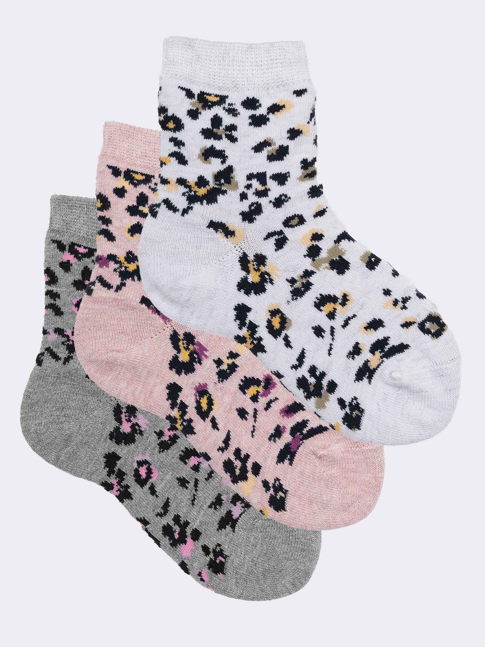 Mädchen 3er-Pack Kurzsocken mit Leopardenmuster aus Warmem Baumwolle - Image 1