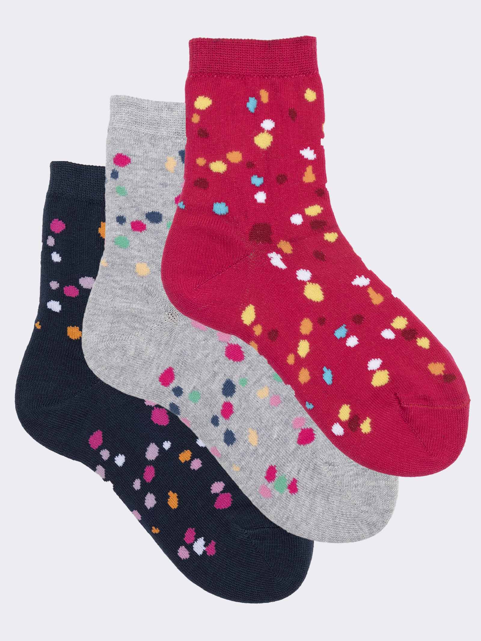 3er-Set Mädchen-Kurze Socken mit buntem Muster aus warmem Baumwolle - Image 1
