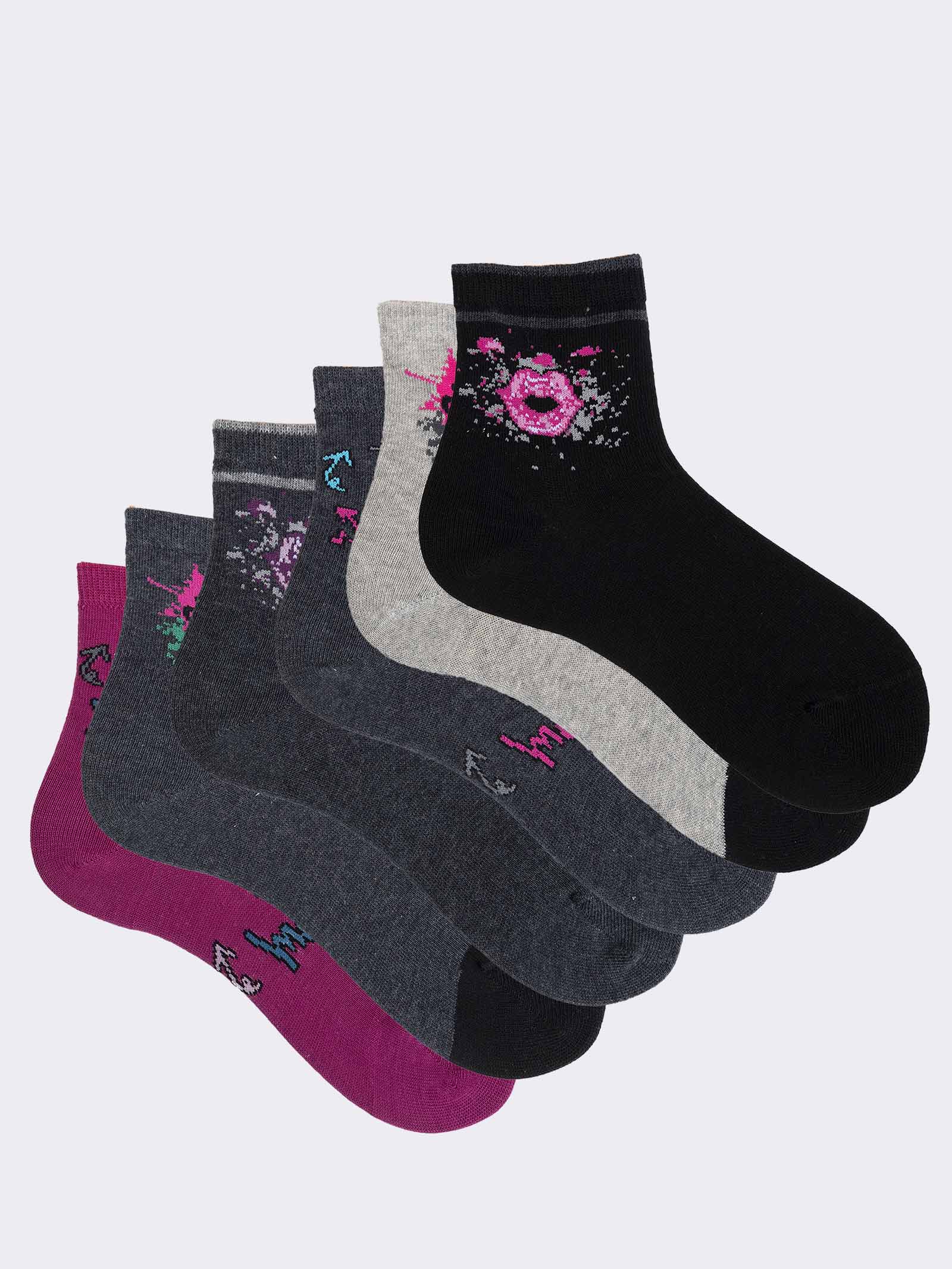 Kids' Patterned Short Socks - Warm Cotton - Vibrant Design - Image 1