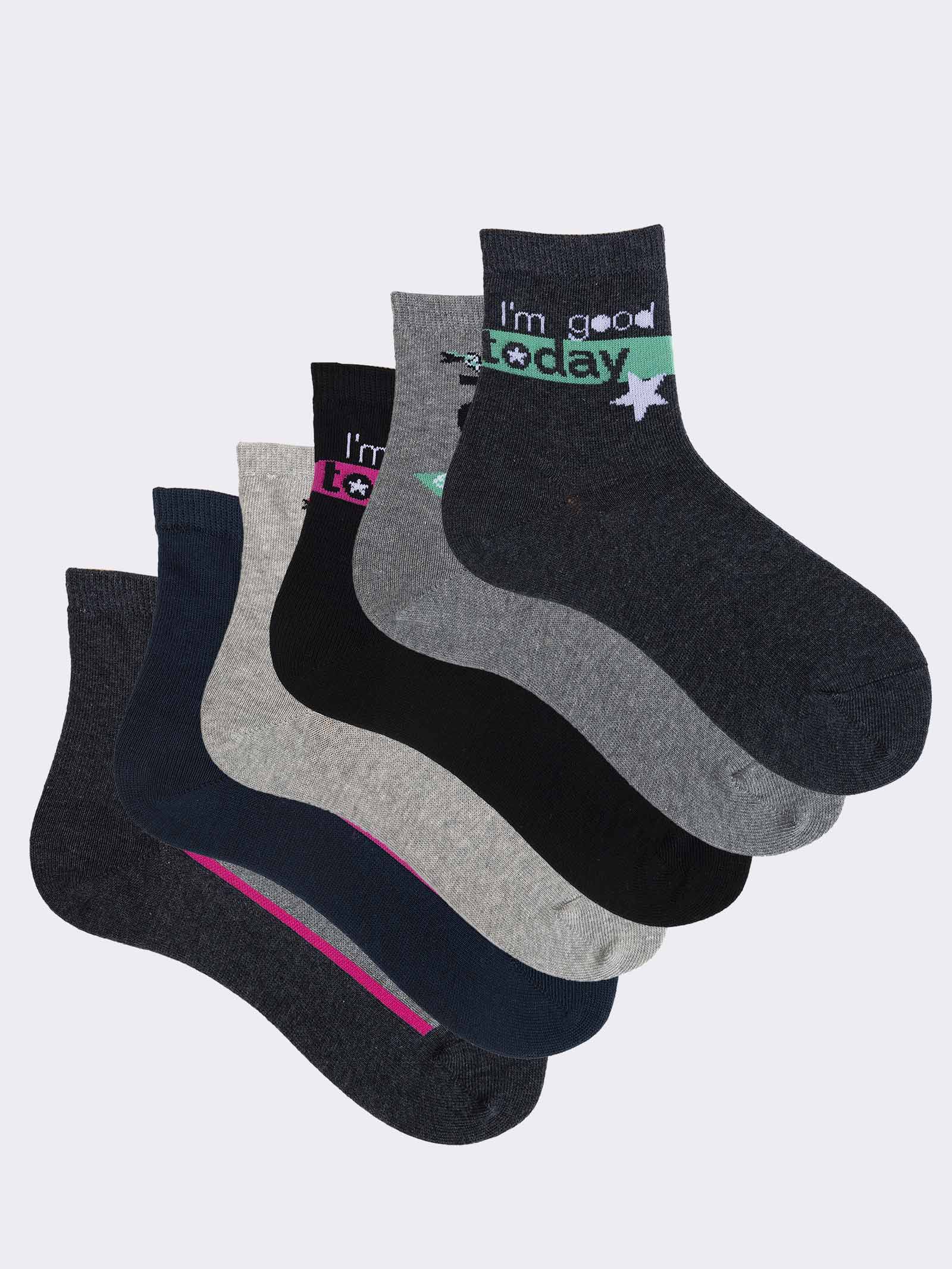 Kids' Long Fancy Warm Cotton Socks - Motivational Design - Image 1