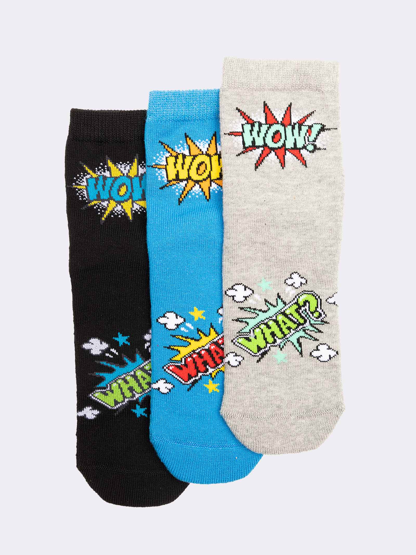 Calcetines Cortos Antideslizantes para Niños con Diseño Pop Art Cómic