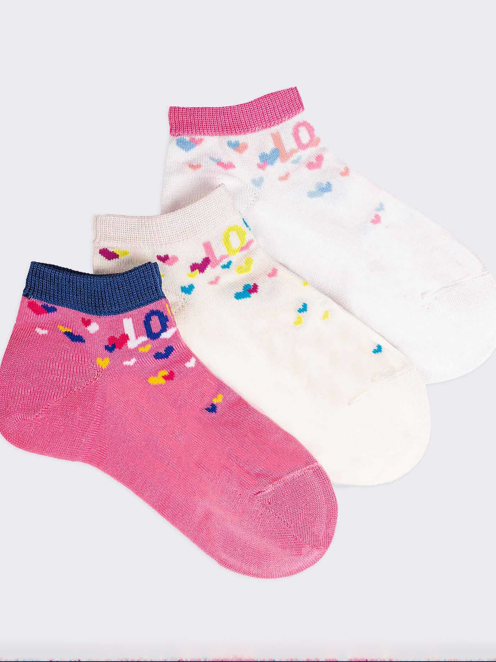 Mädchen Knöchelsocken mit Herzmuster - Frische Baumwolle - Image 1