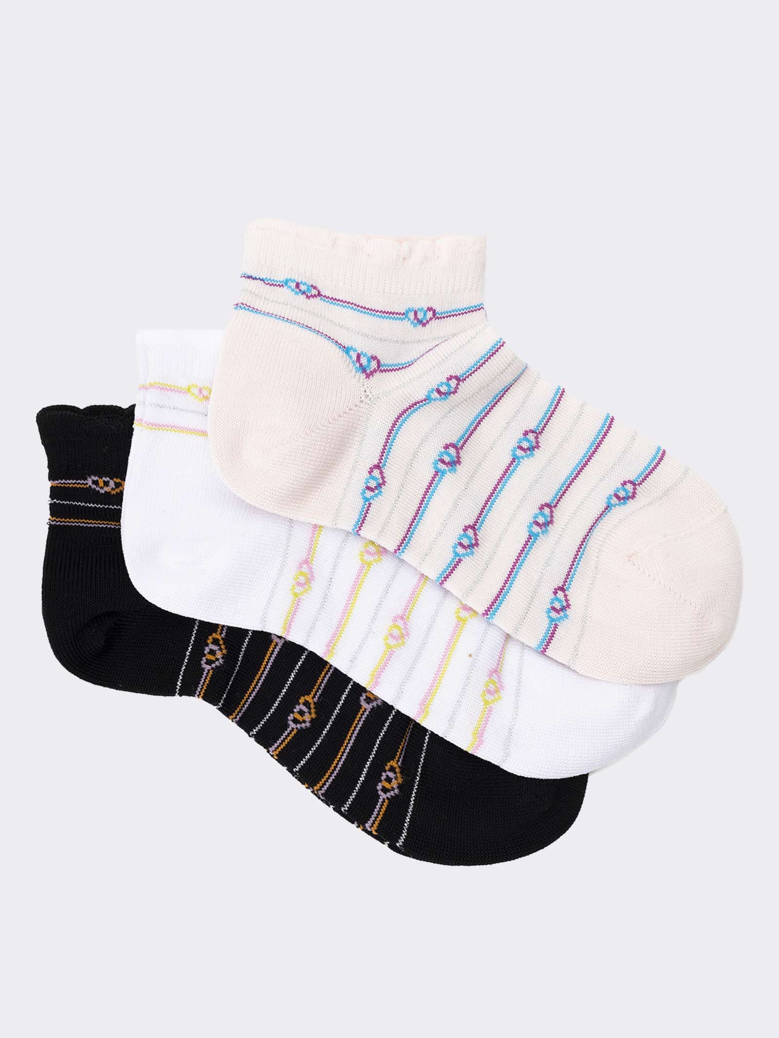 Mädchen Fantasie Streifensocken - Knöchellang aus Frischer Baumwolle - Image 1