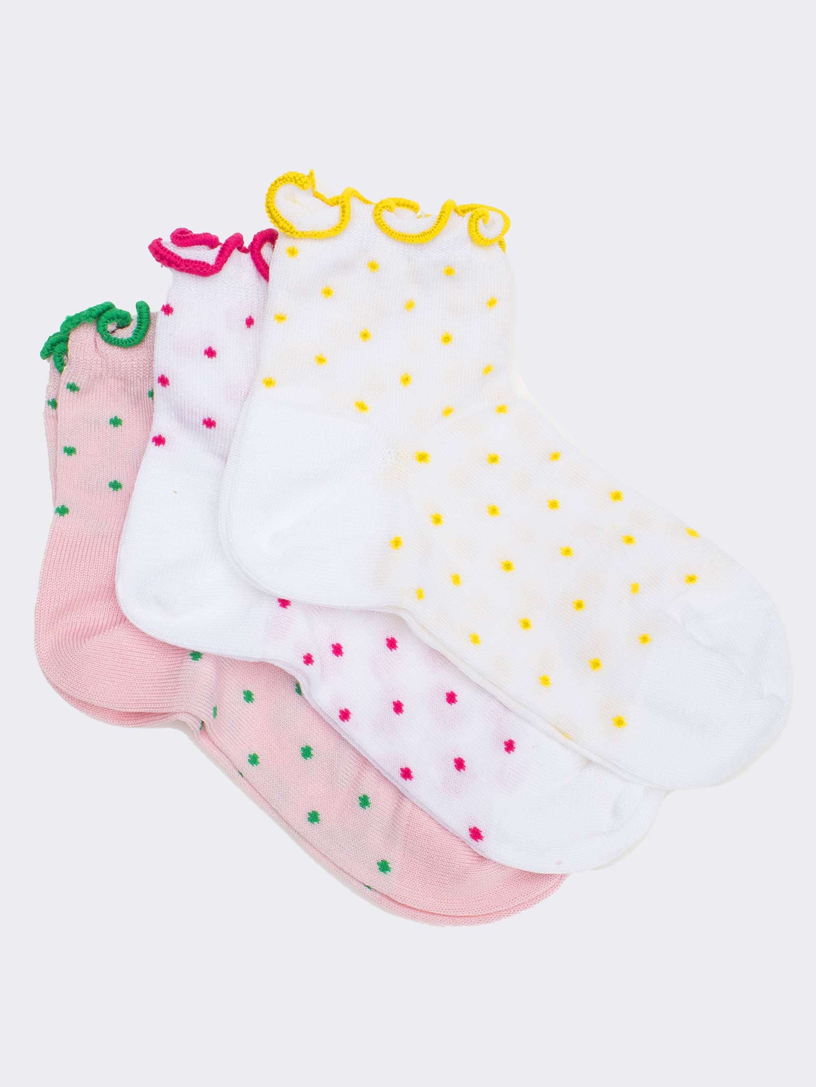 Mädchen Kurzsocken mit Punkten und Wellenrand - Trendiges Design - Image 1