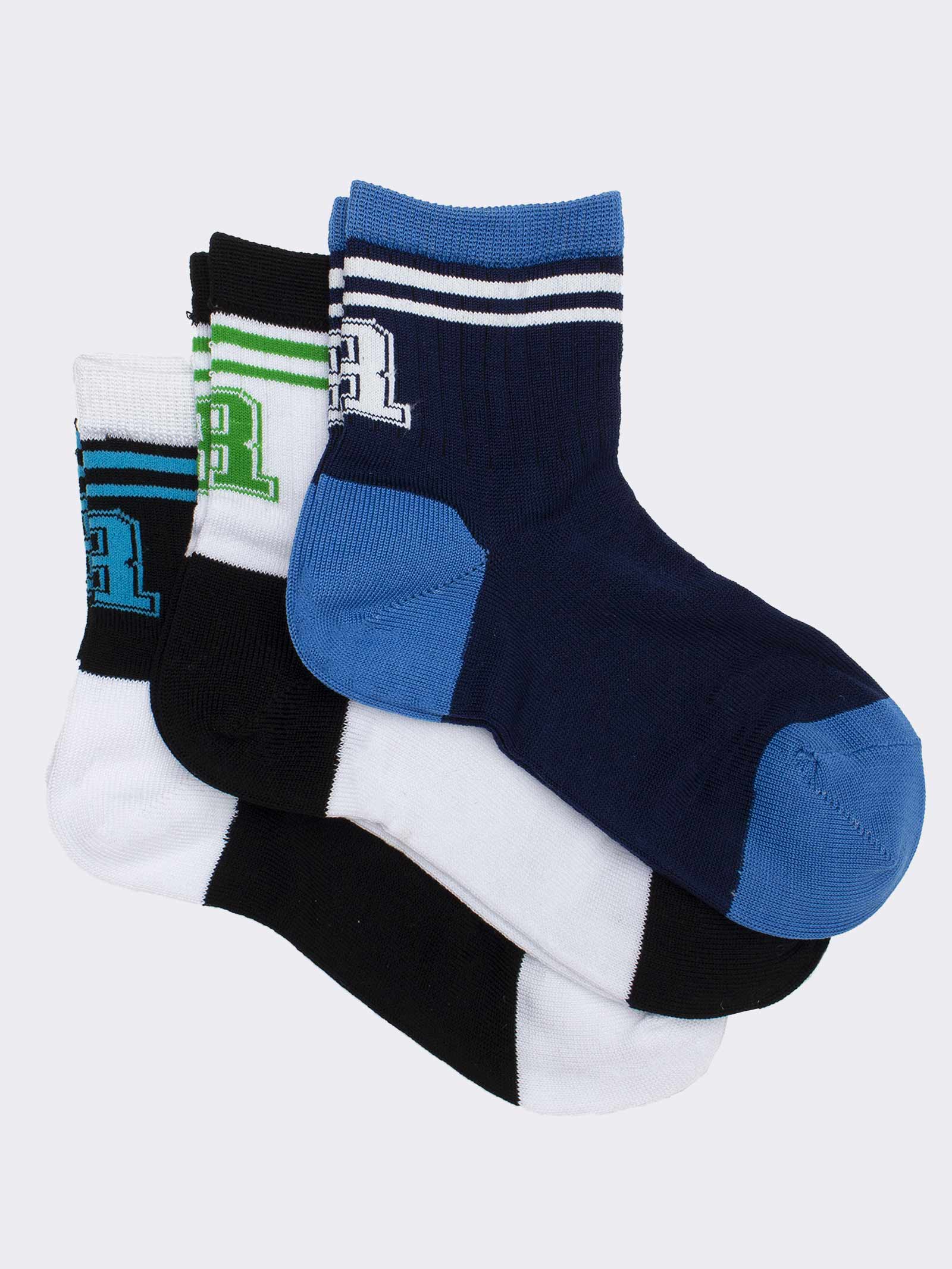 Kinder Kurze Sportsocken mit Retro-Streifen Design
