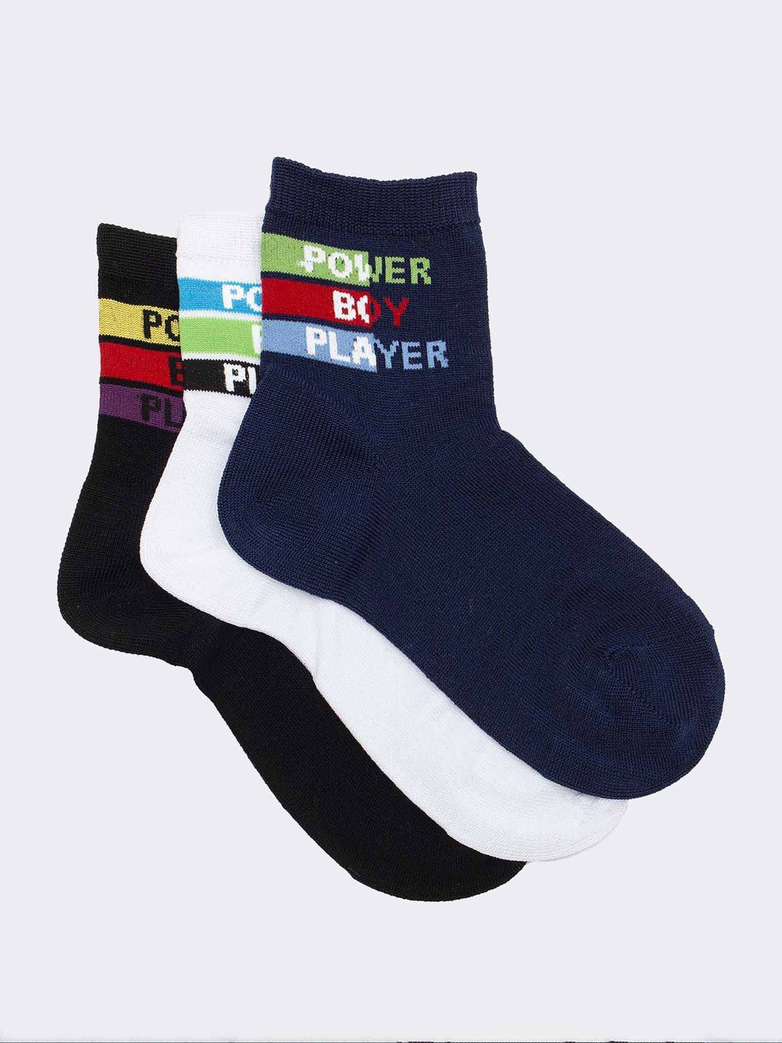Kids' Patterned Short Socks - Original Design with Text - Image 1