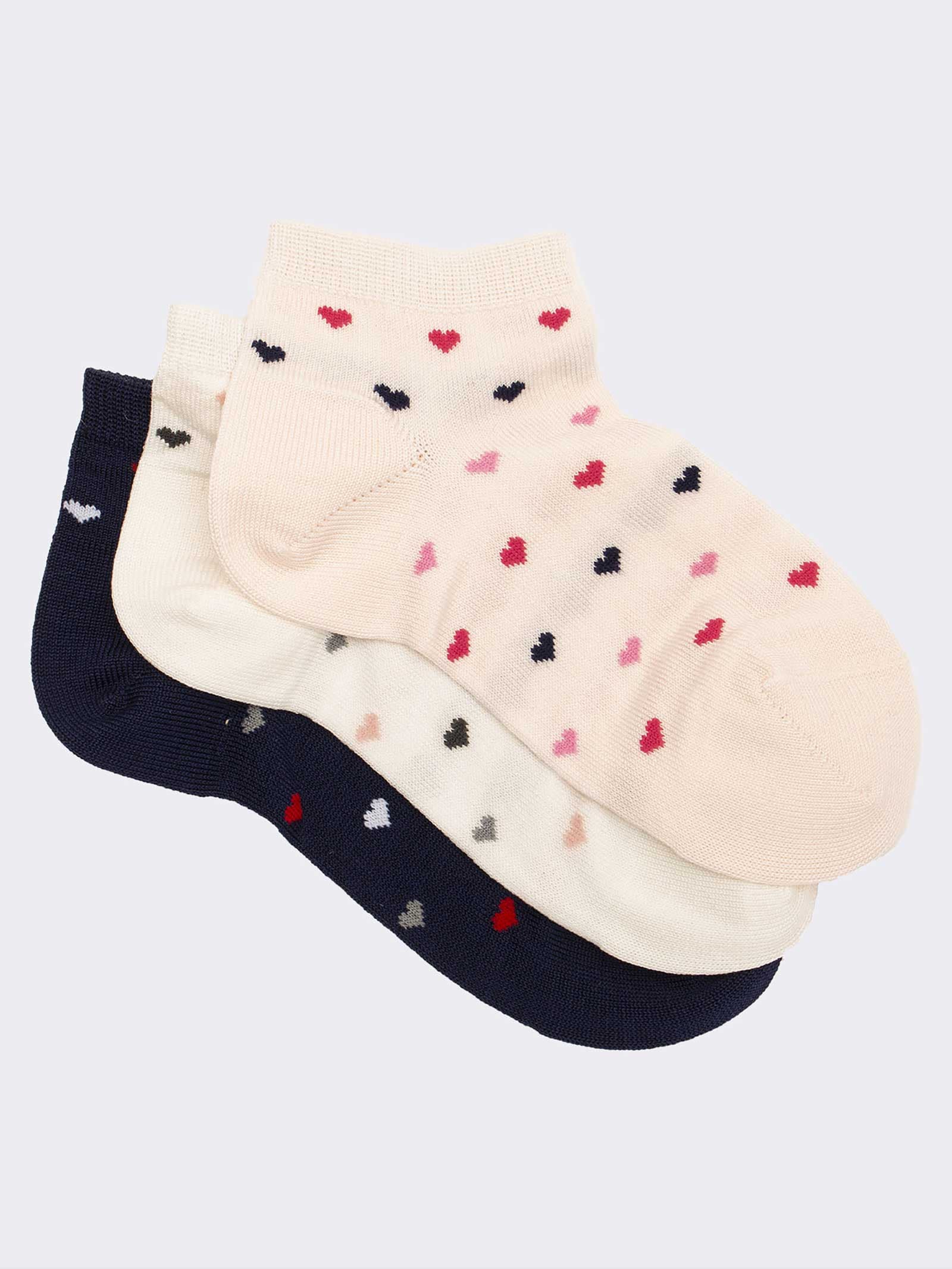 Girls' Heart Pattern Ankle Socks - Fresh Cotton - Image 1