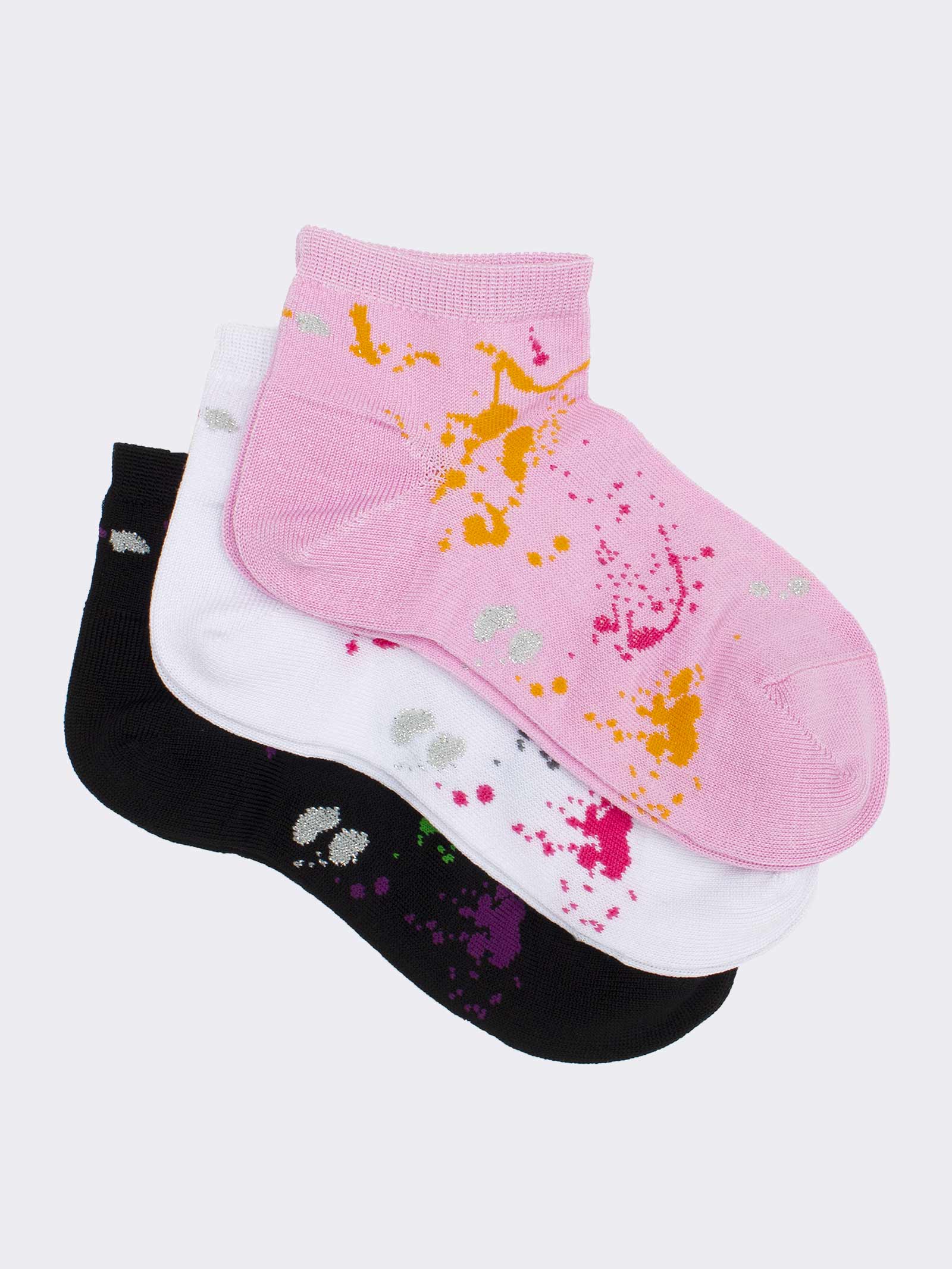 Girls' Patterned Short Cotton Socks - Vibrant and Colorful Design - Image 1