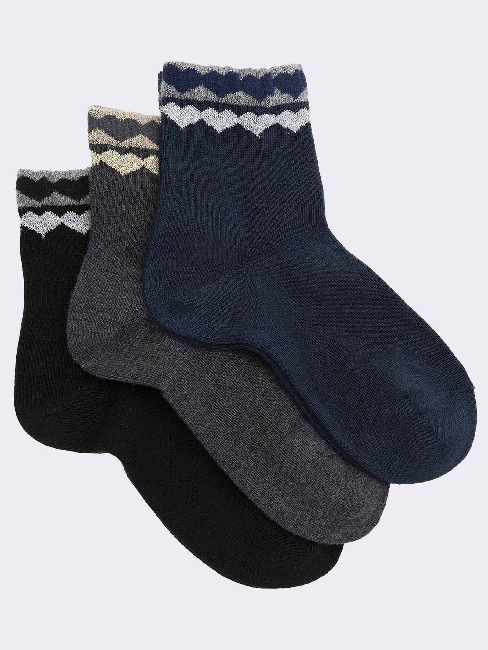 Mädchen Kurze Warme Baumwollsocken mit Geometrischem Muster - Image 1