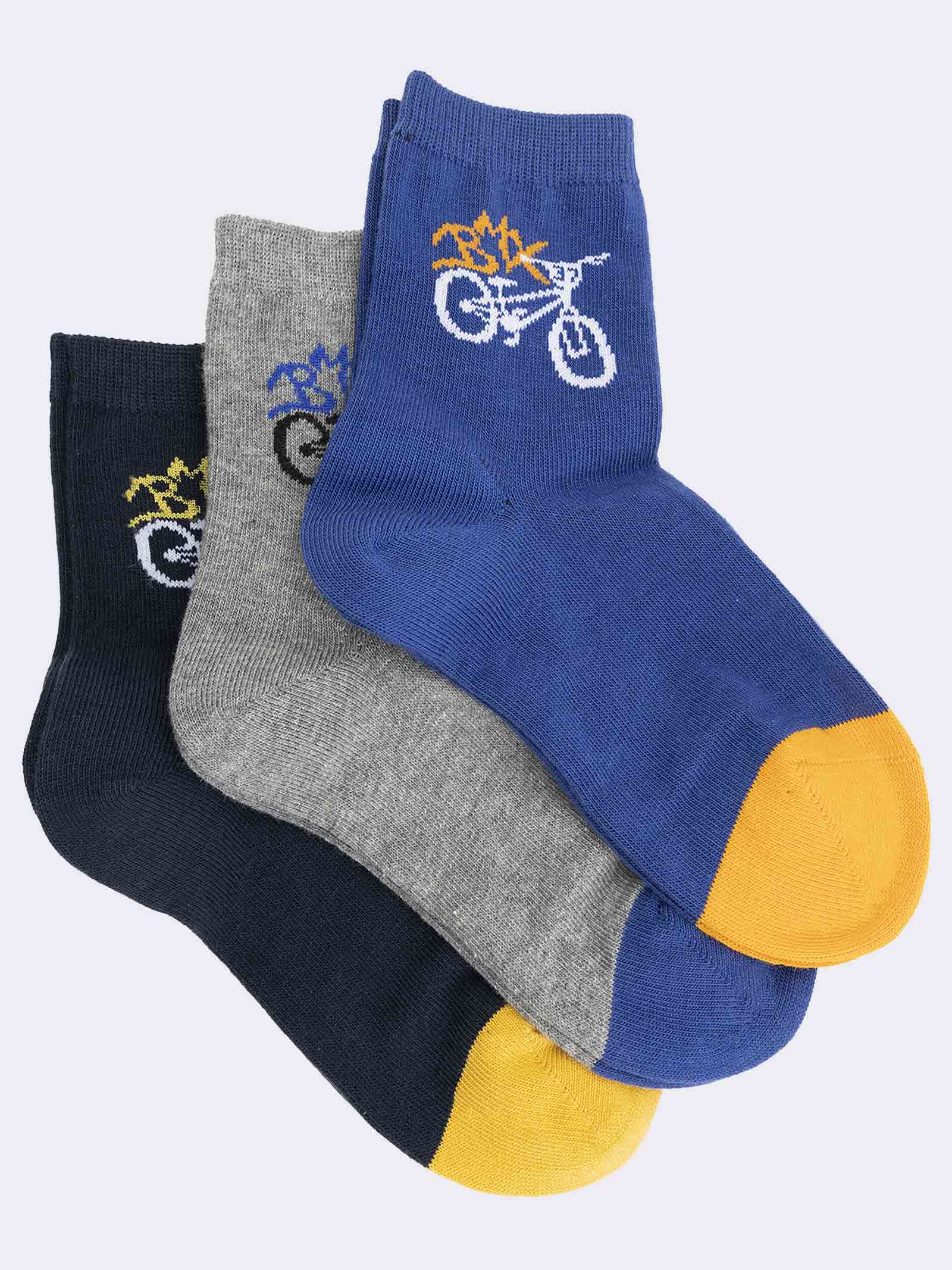 Kids Bicycle Pattern Socks - Short Warm Cotton Socks - Image 1