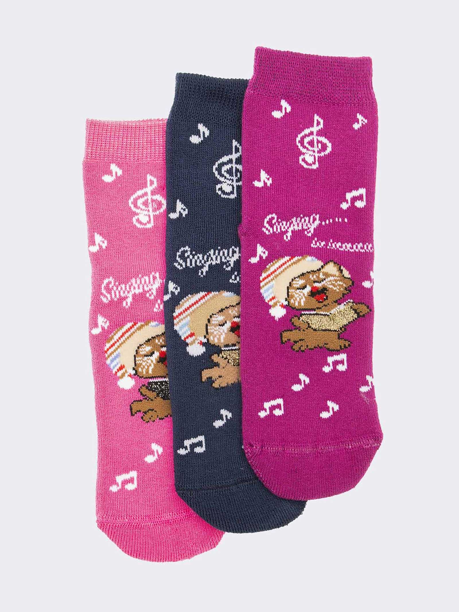 Mädchen Rutschfeste Kurzsocken - Singende Eulen Muster - Image 1