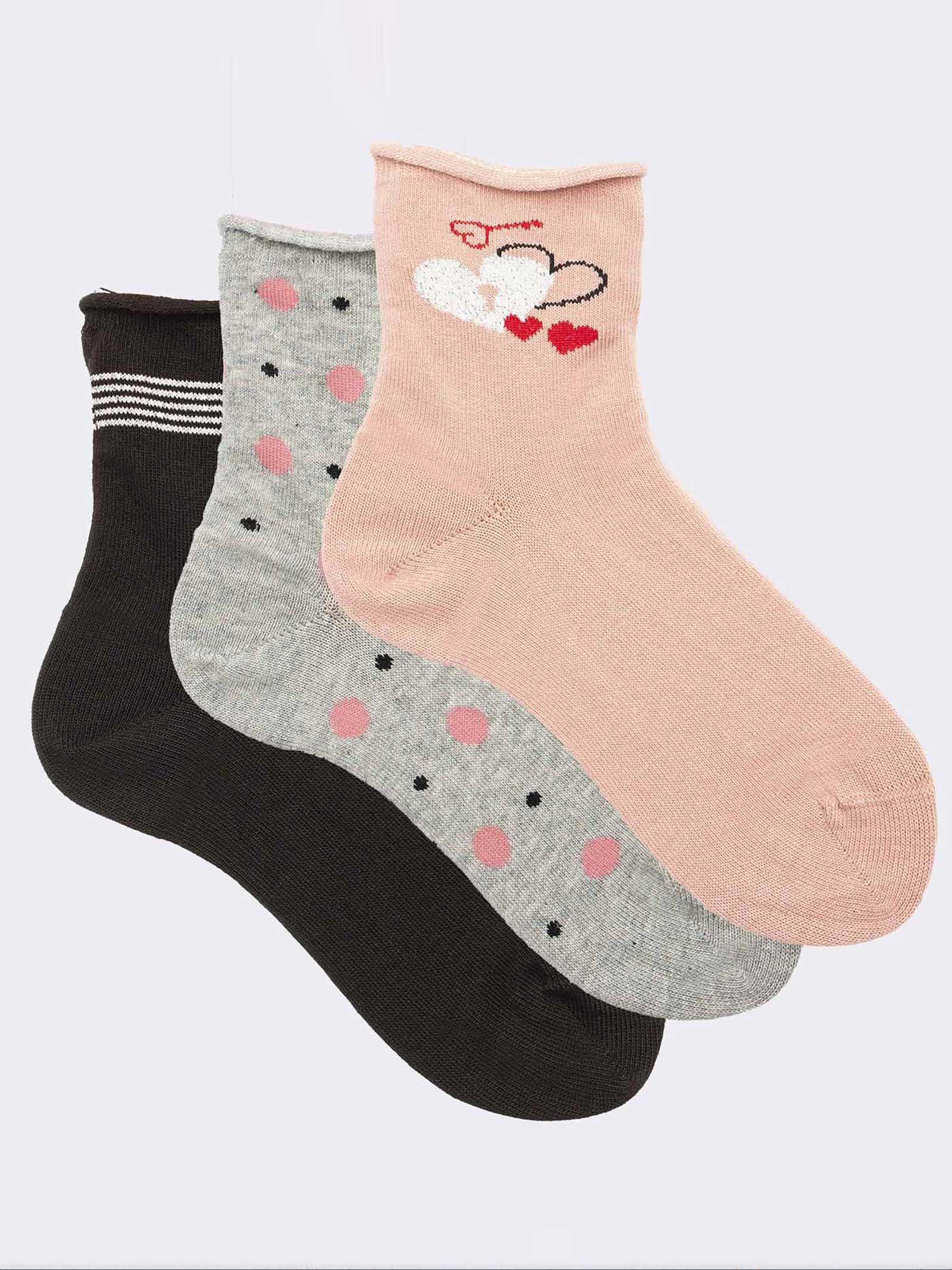 Girls' Fancy Pattern Short Warm Cotton Socks - Image 1