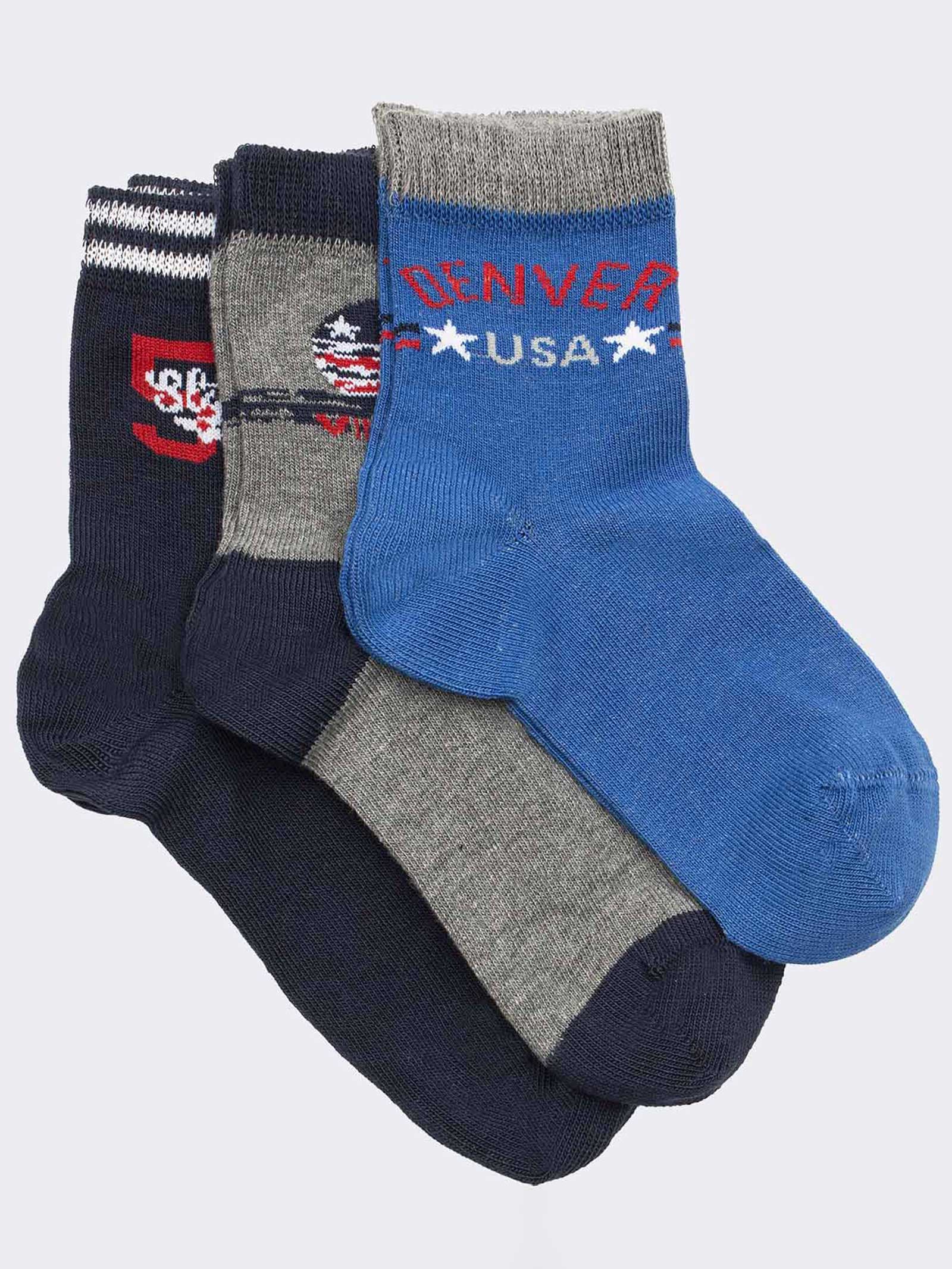 Kinder Kurzsocken mit Amerika-Muster - Warme Baumwolle - Image 1