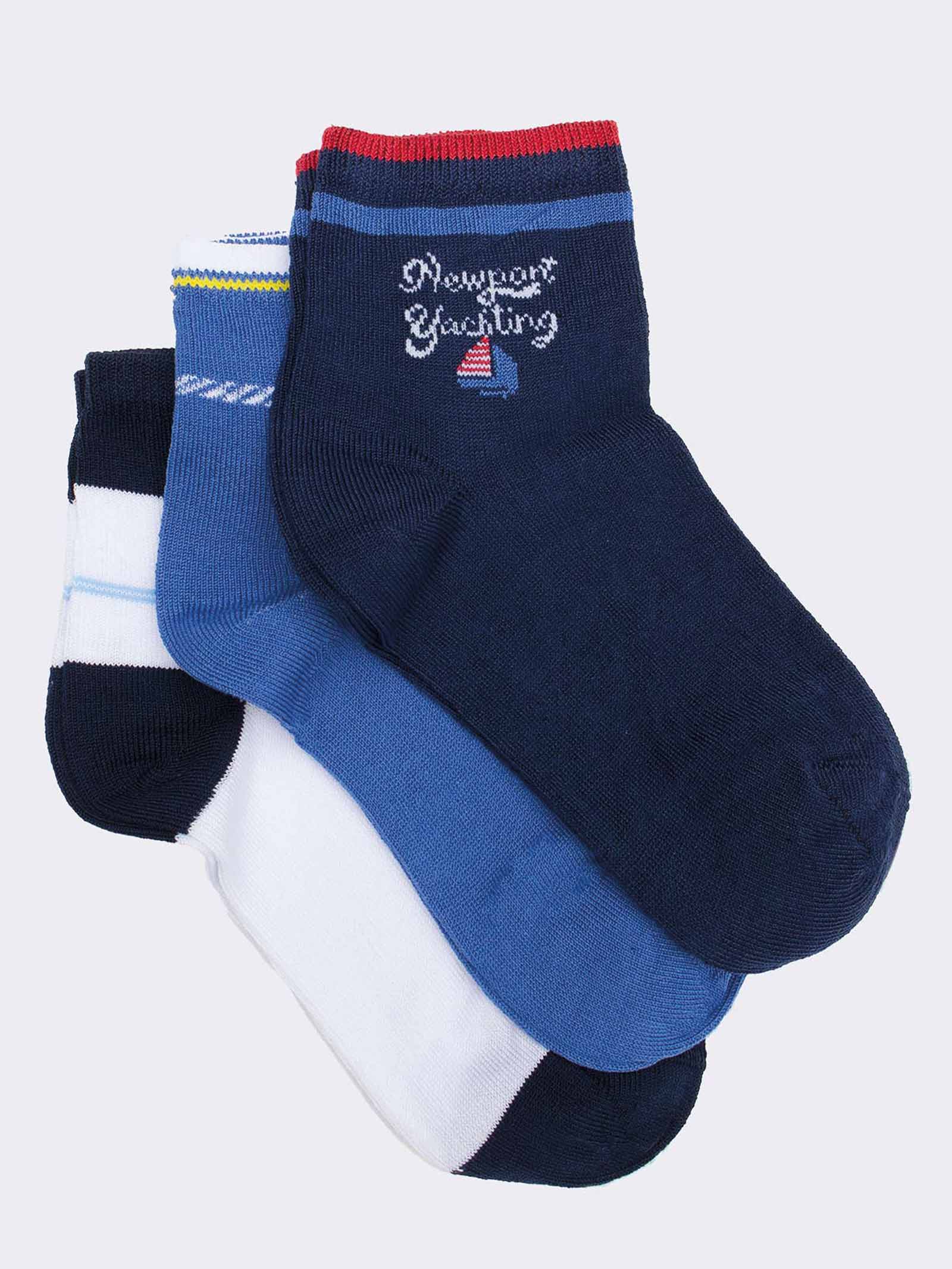 Kids' Short Nautical Pattern Socks - Summer Marine Design - Image 1