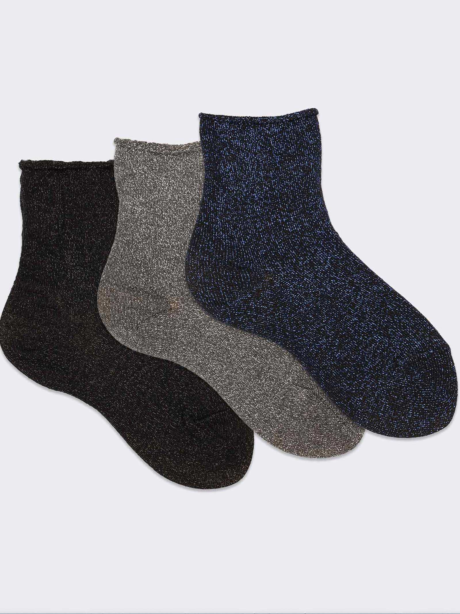 Chaussettes Courtes Élégantes Fille avec Effet Lurex Brillant - Image 1