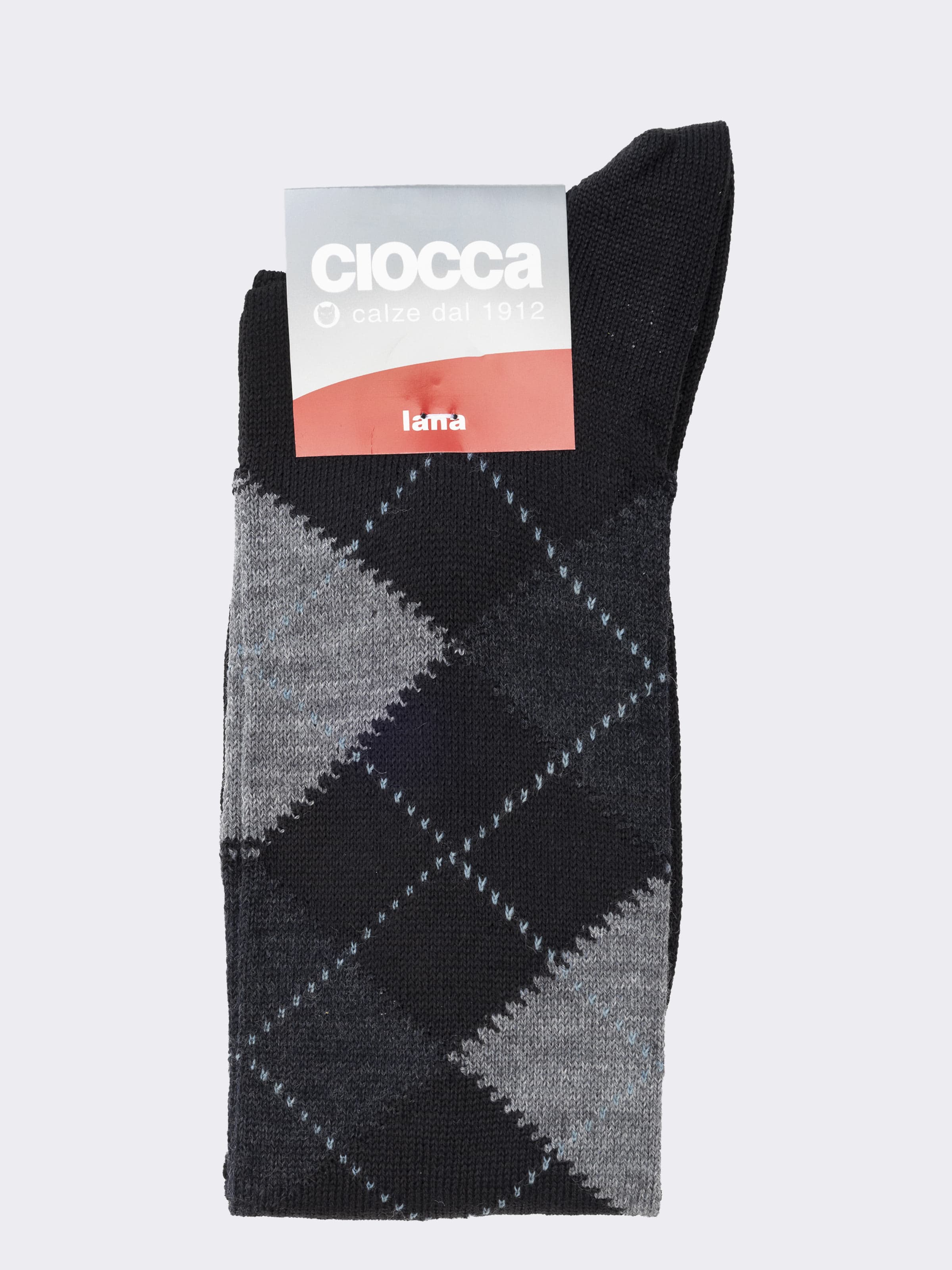 Men's Long Wool Diamond Pattern Socks Made in Italy - Image 2