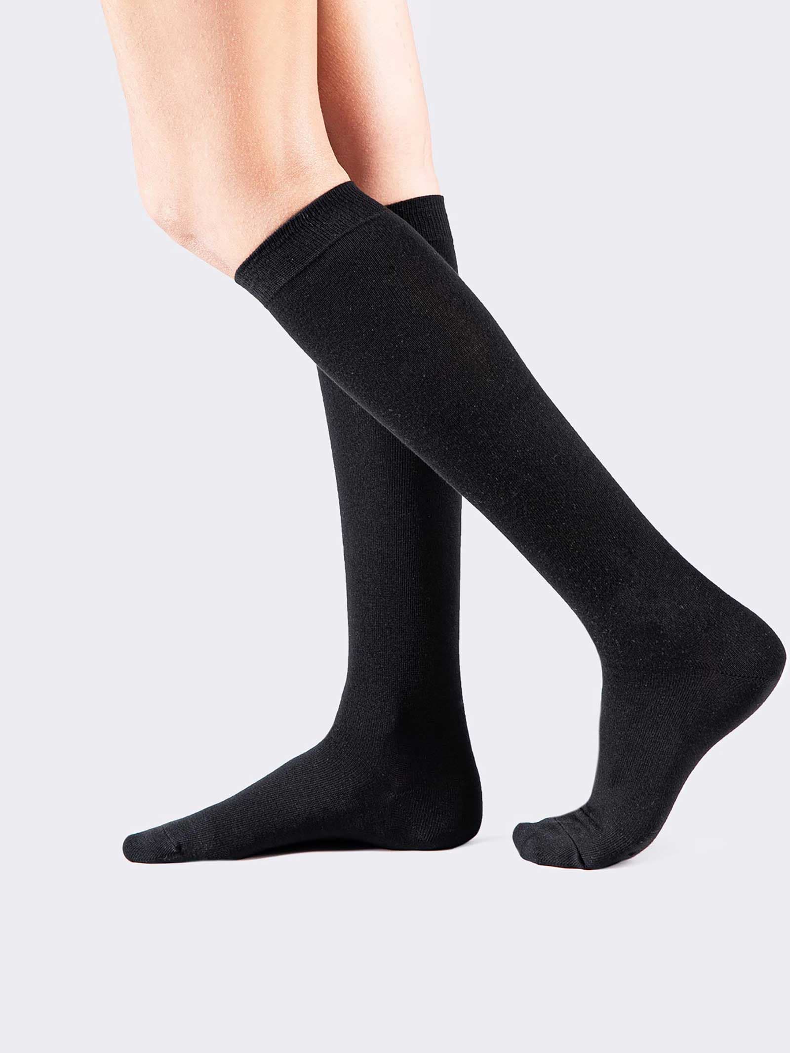 Chaussettes Hautes Femme en Coton Chaud - Élégantes Mi-bas - Image 1
