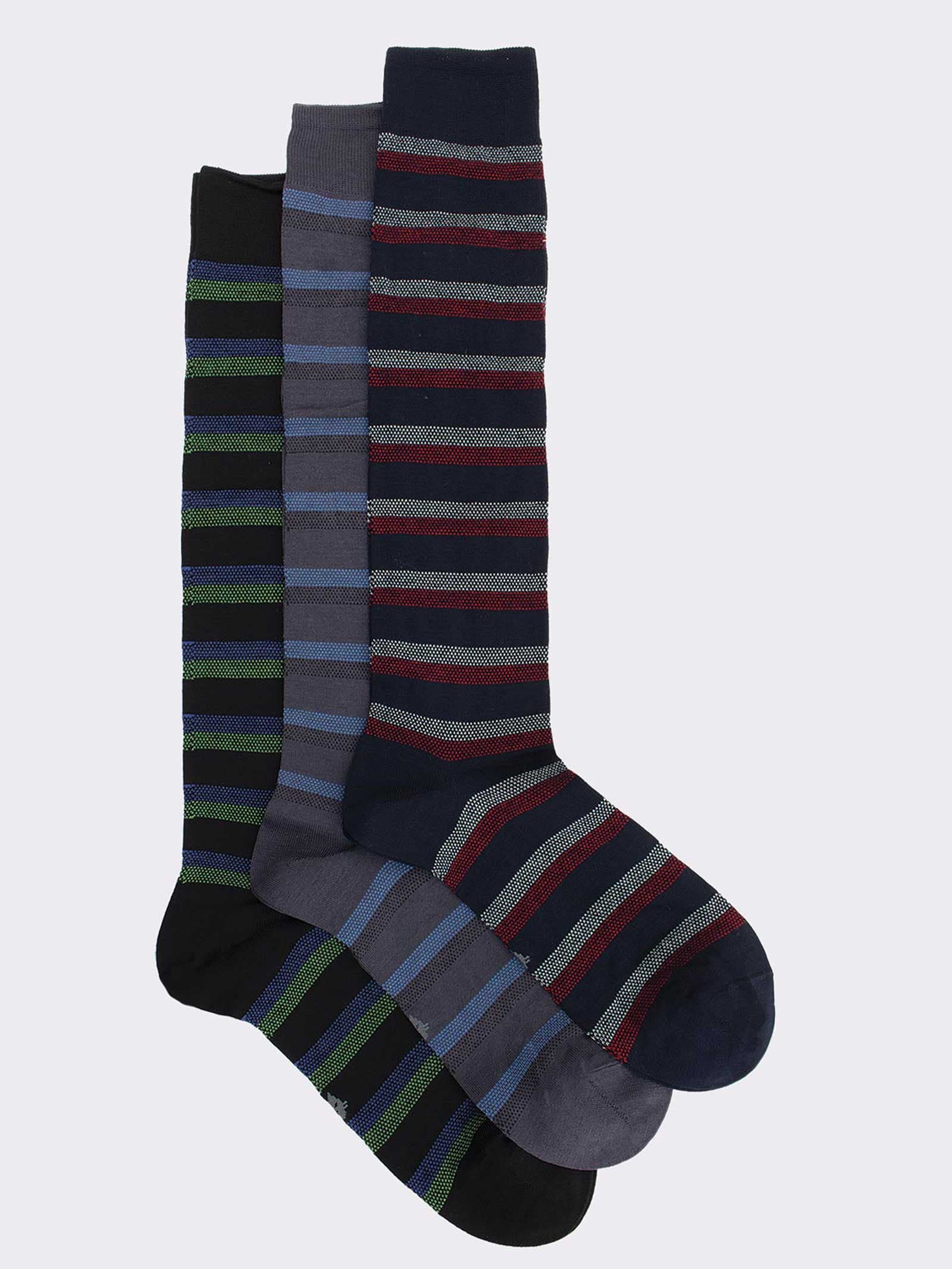 Men's Long Cotton Striped Socks - Classic and Elegant Design - Image 1