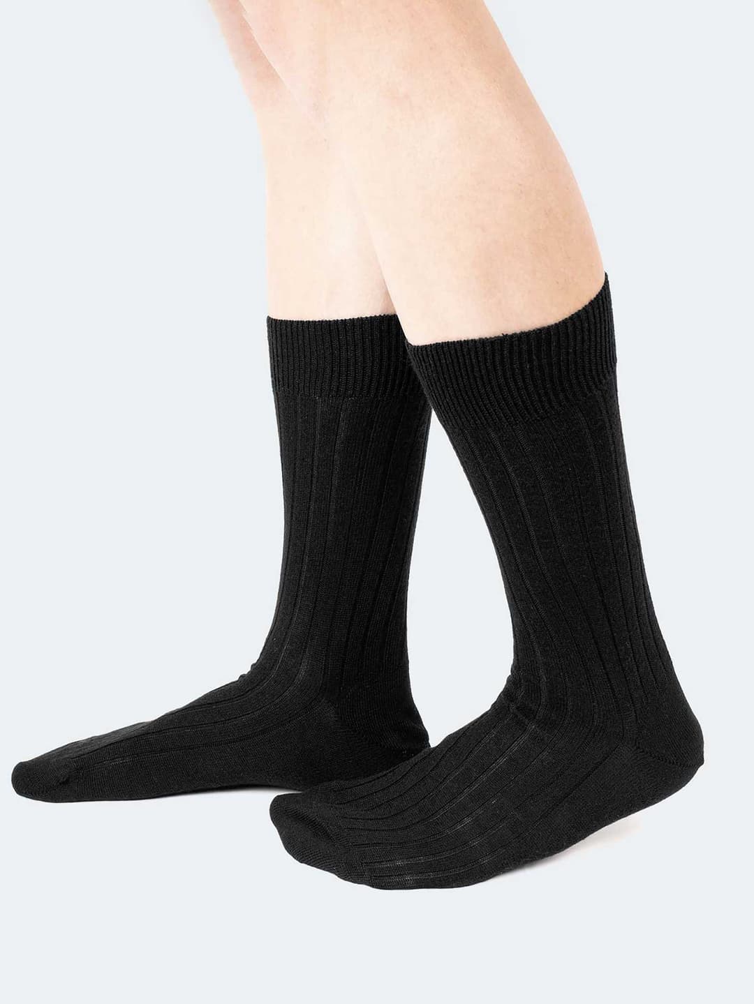 Kurze Socken mit breitem Rippstrick aus 100% reiner Lambswool - Made in Italy