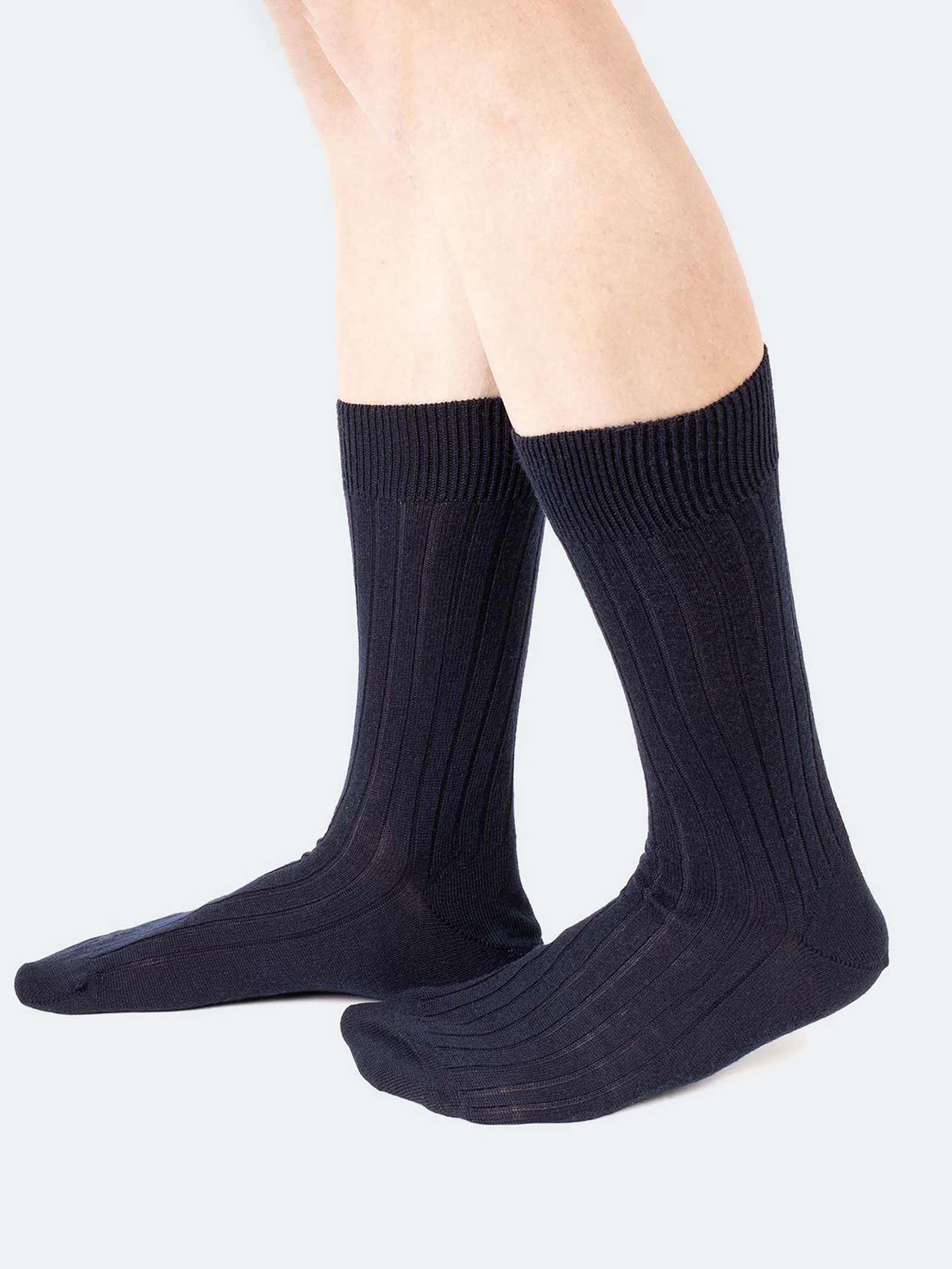 Calcetines cortos de canalé ancho de pura lana lambswool 100% Lana - Made in Italy