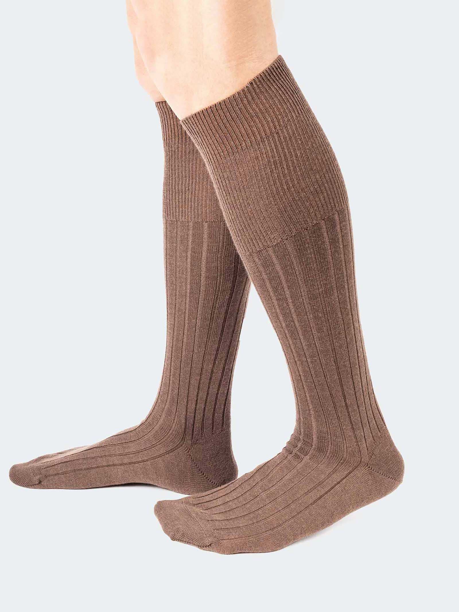 Lange Socken mit breitem Rippstrick aus reiner Lambswool – 100% Wolle – Hergestellt in Italien - Image 1