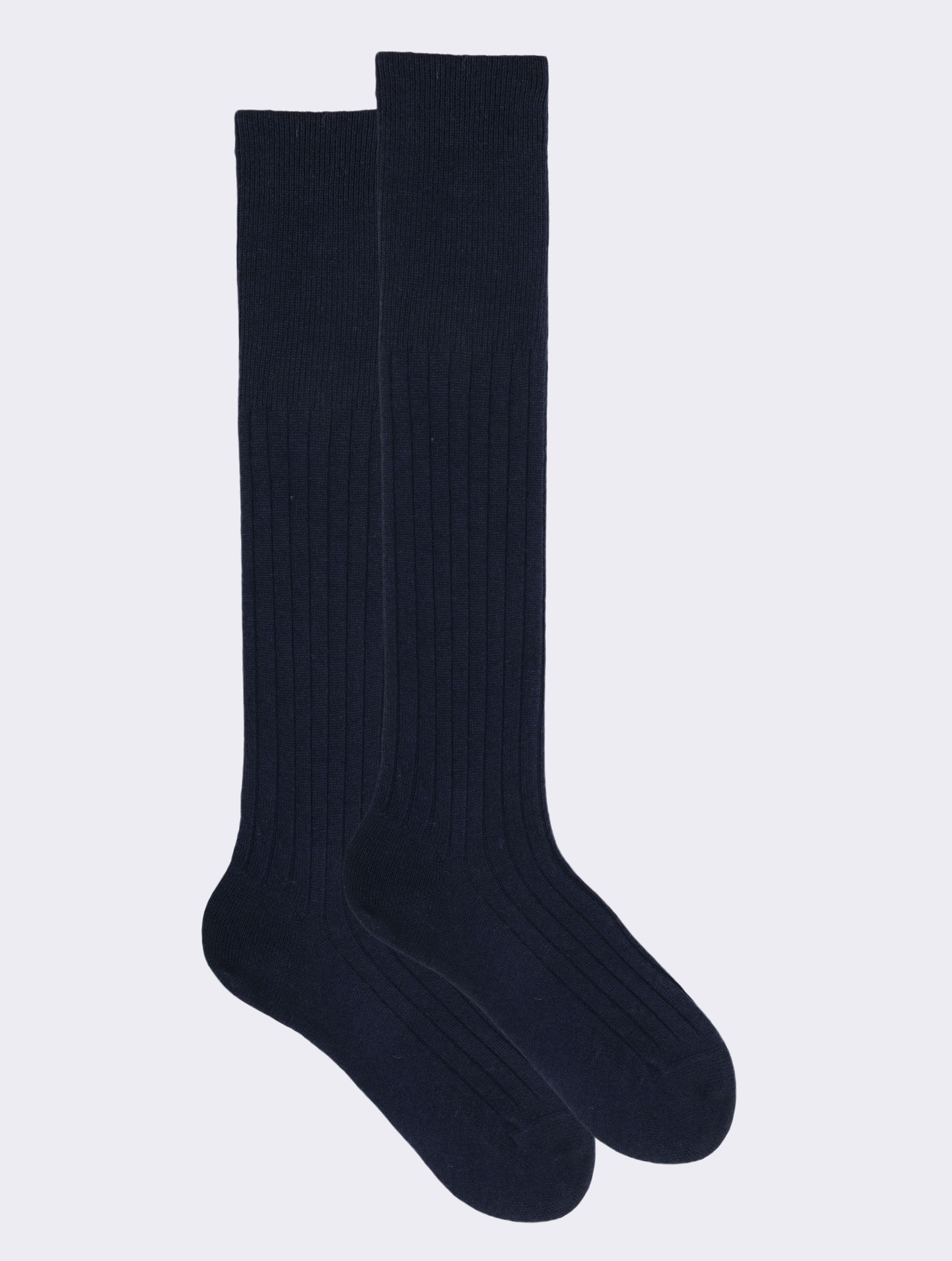 Men's Long Ribbed Cashmere Wool Blend Socks - Made in Italy - Image 1