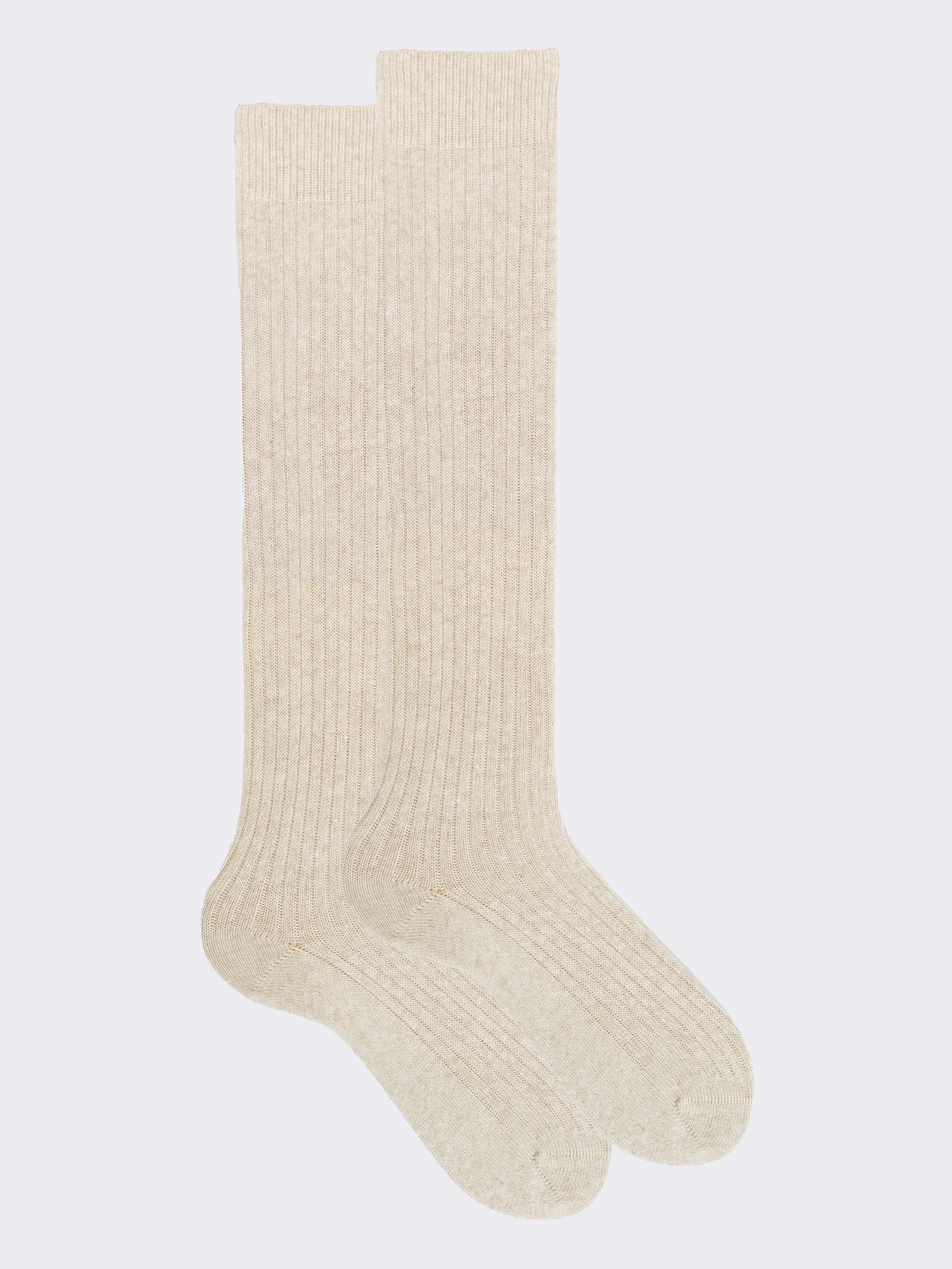 Calcetines Largos Acanalados para Hombre en Mezcla de Cachemira y Lana - Hechos en Italia