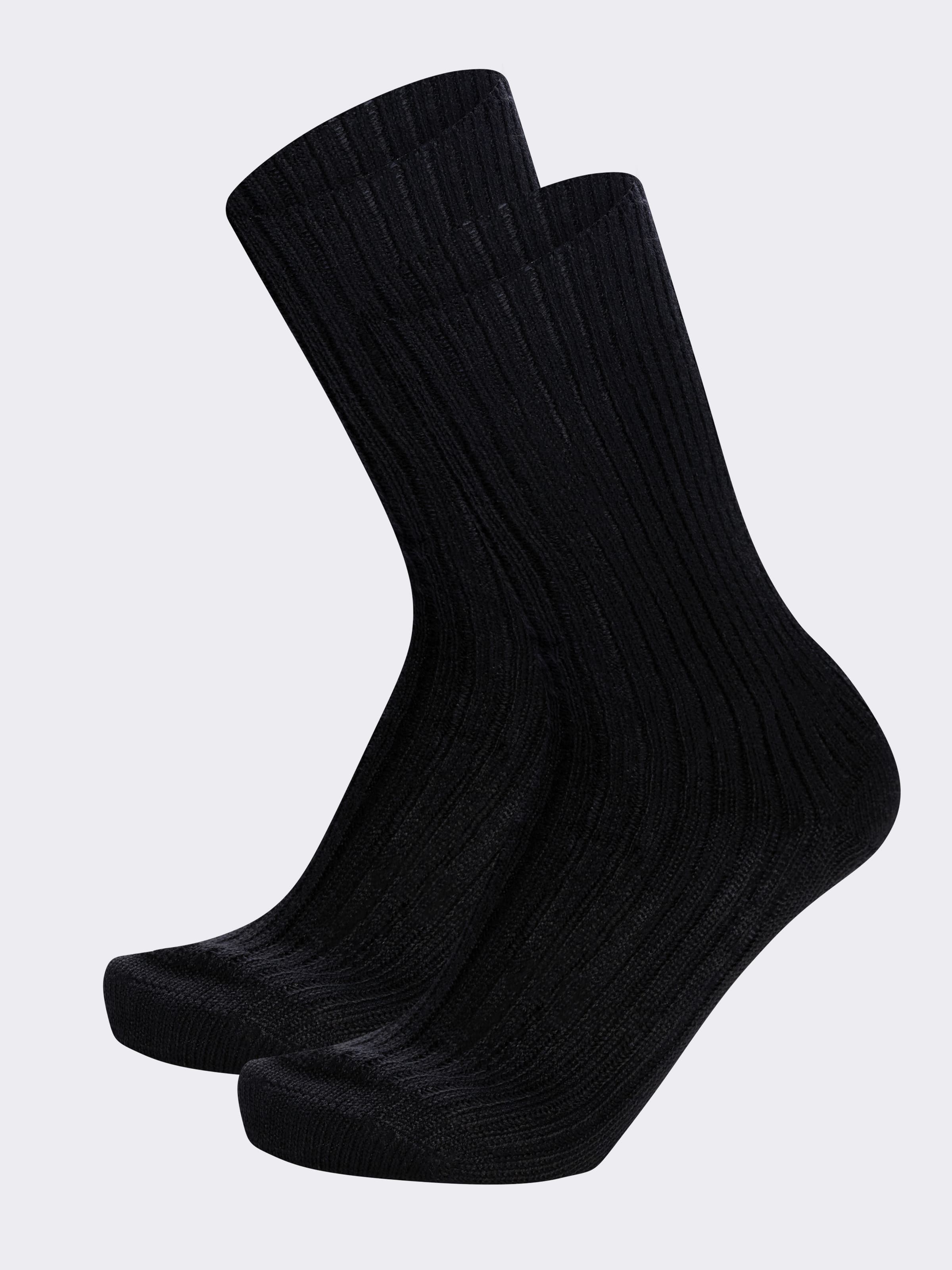 Men's Short Wool Wide rib Socks Black Made in Italy - Image 3