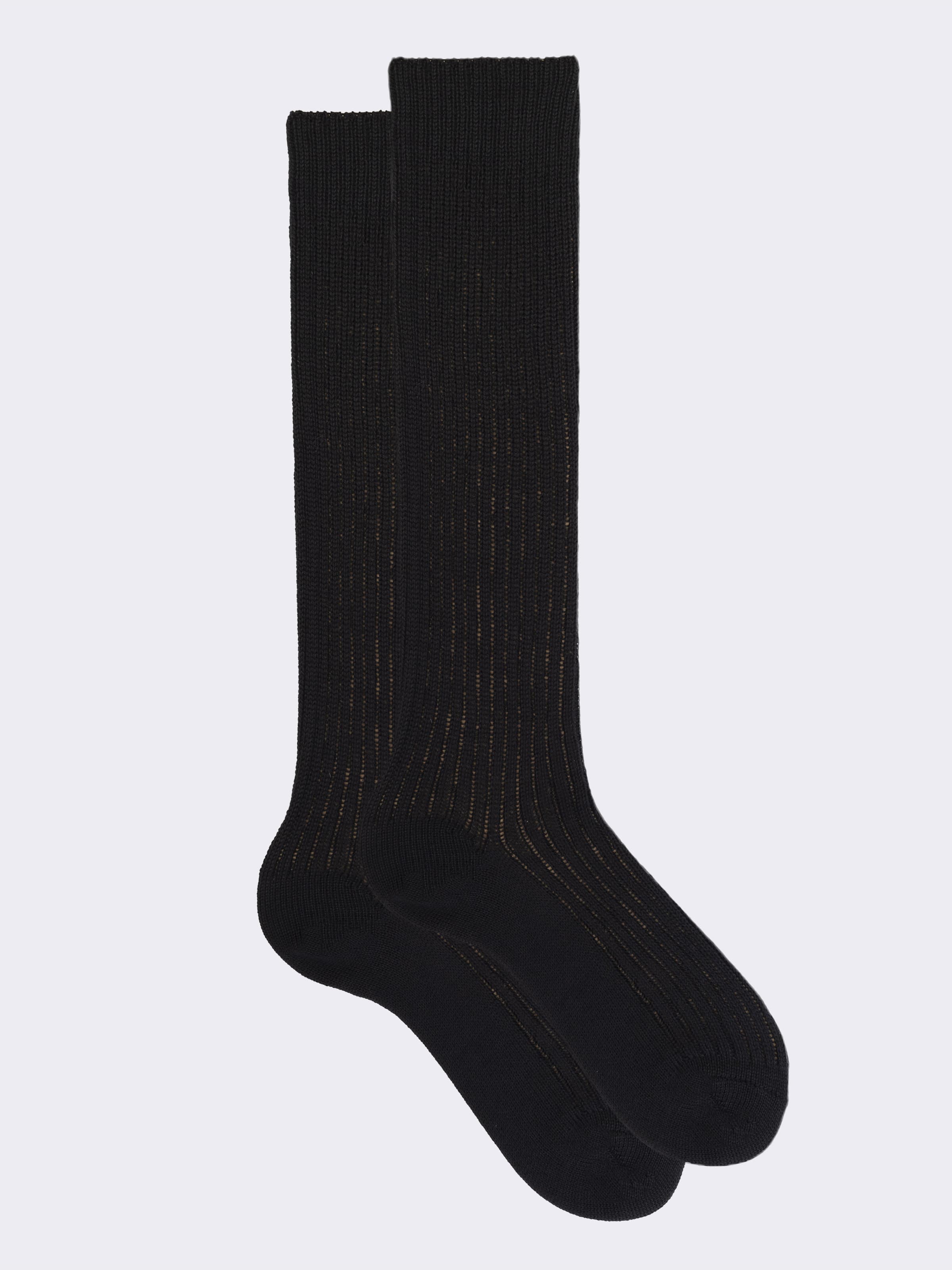 Men's Long Thick Wool Ribbed Socks - Made in Italy - Image 1