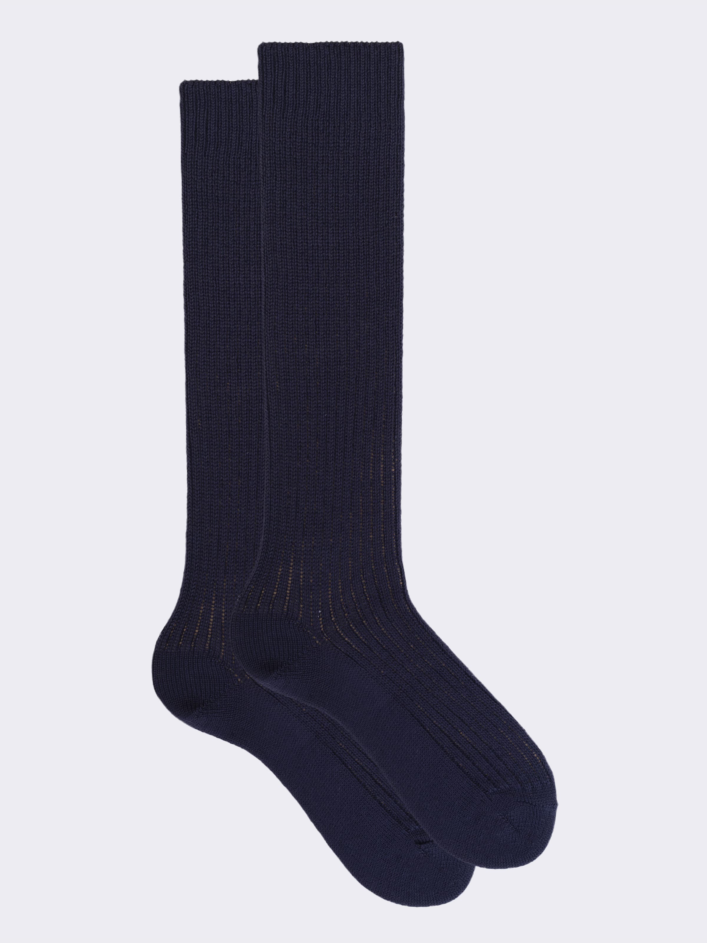 Men's Long Thick Wool Ribbed Socks - Made in Italy