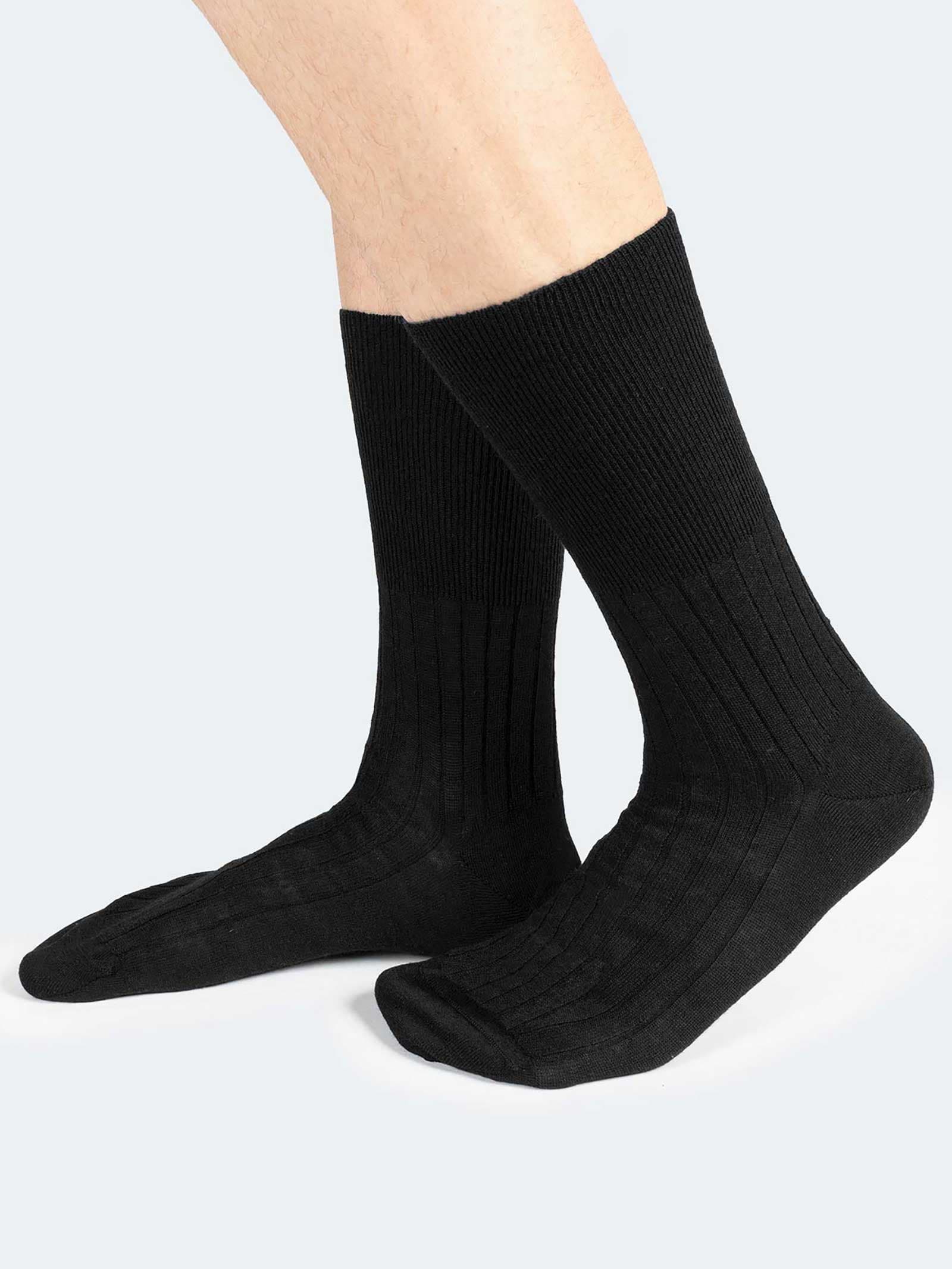 Calcetines cortos sanitarios con tejido de canalé en lana - Hechos en Italia