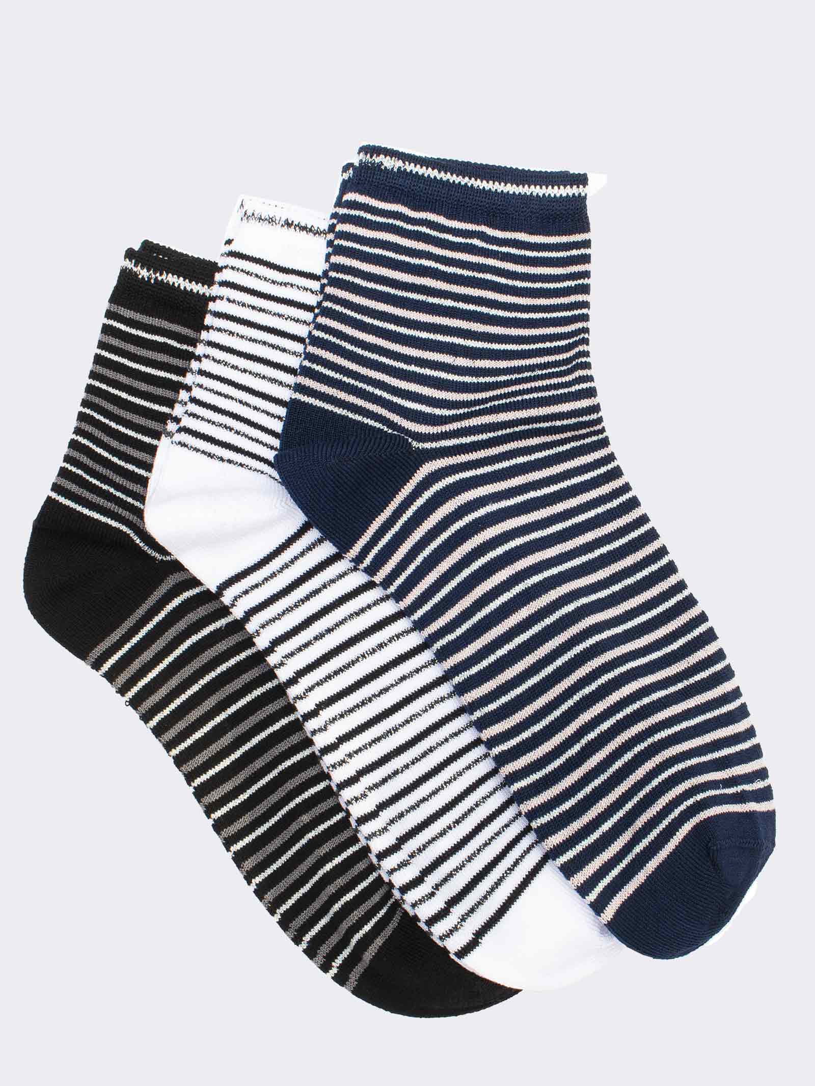 Women's Patterned Short Cotton Socks - Everyday Elegance - Image 1