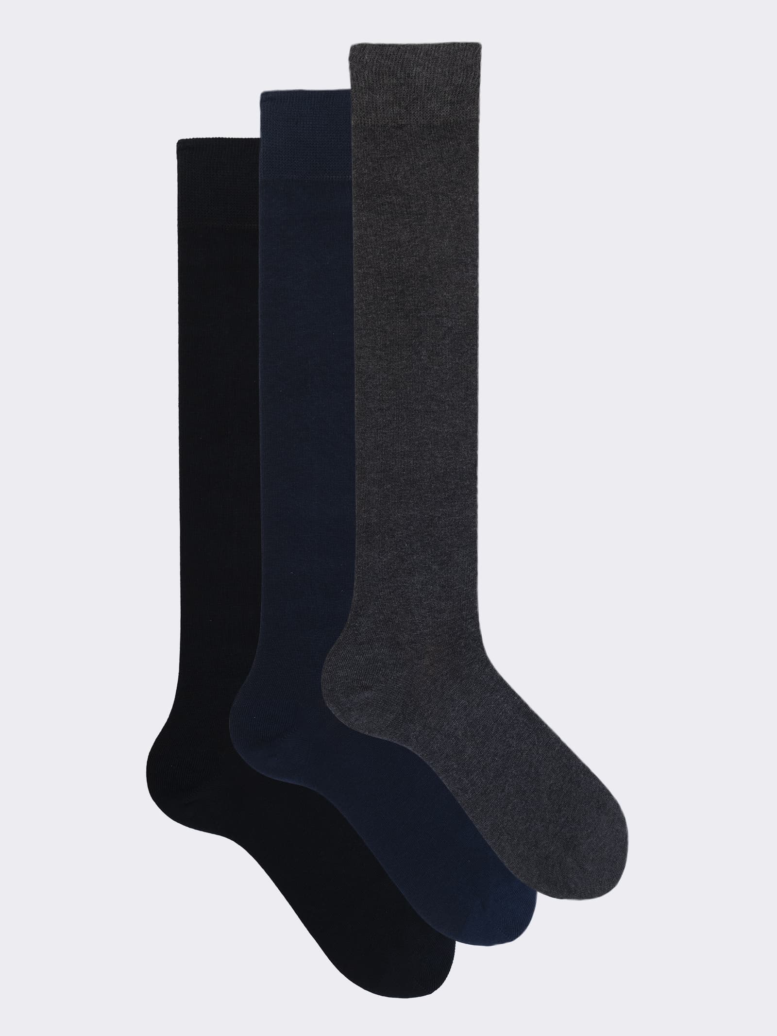 3 Pairs Men's Long Warm Cotton Socks - Classic Made in Italy - Image 1